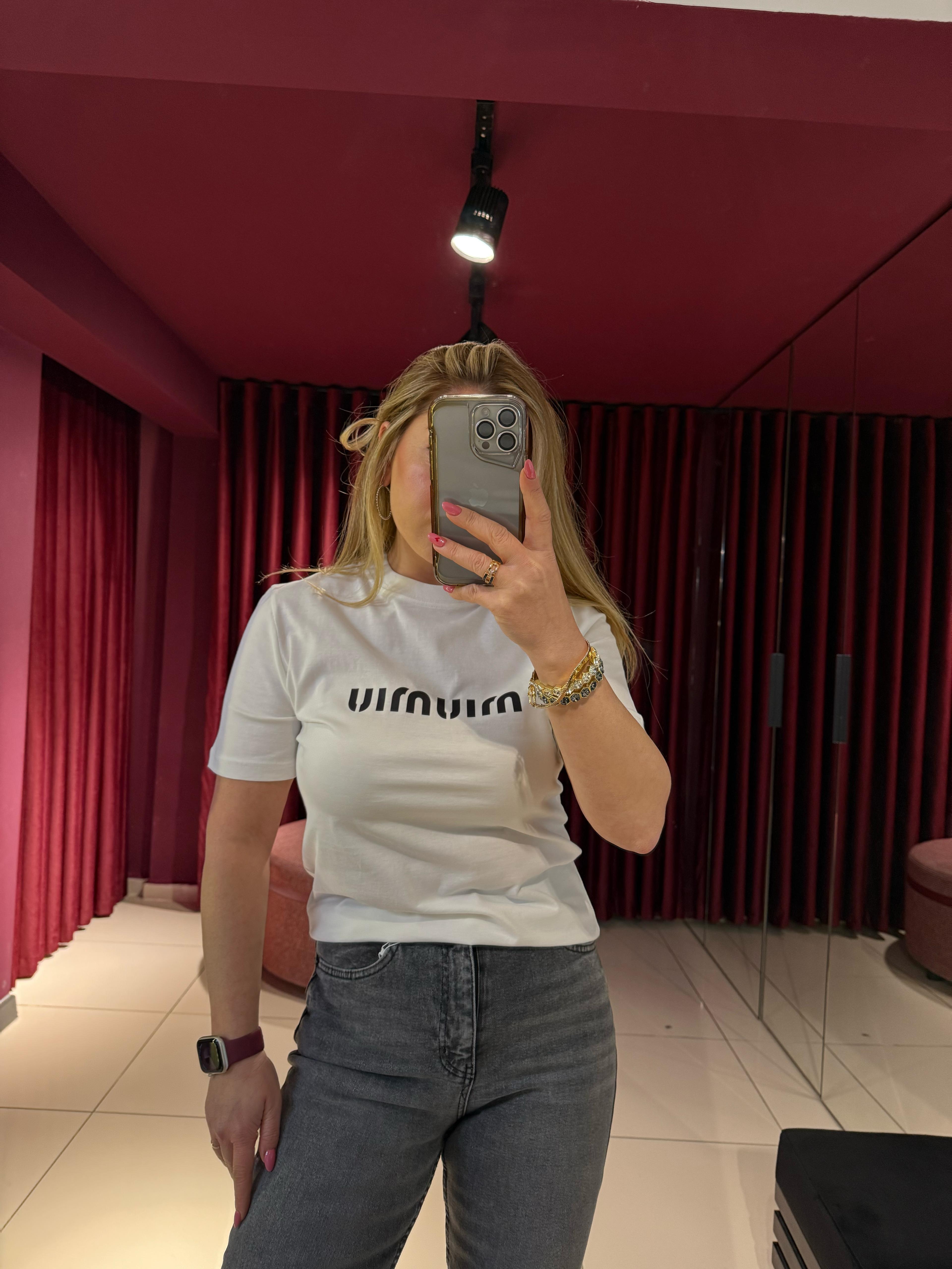 T-ShirtMiu Miu Baskılı T-Shirt Beyaz