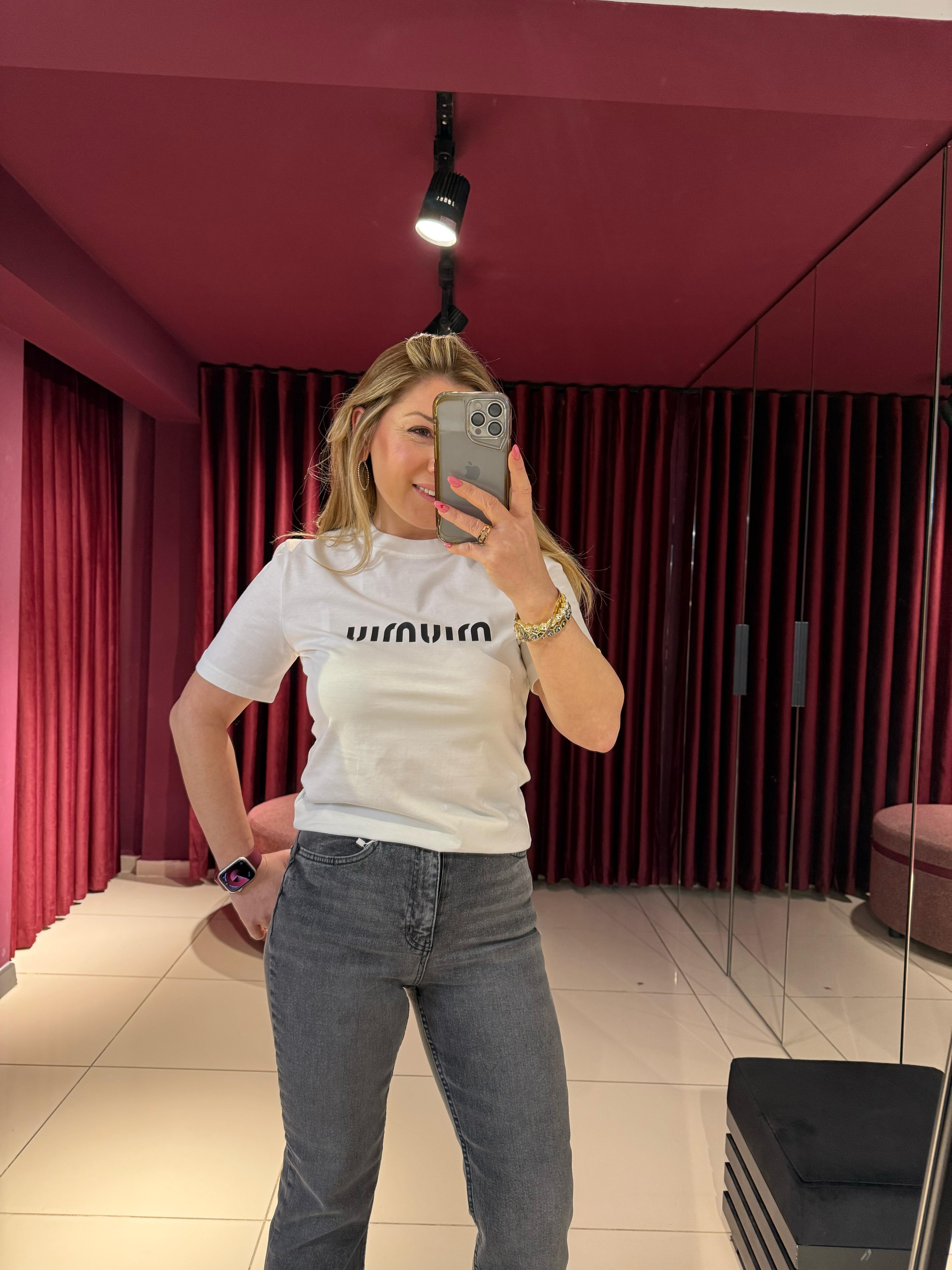 T-ShirtMiu Miu Baskılı T-Shirt Beyaz