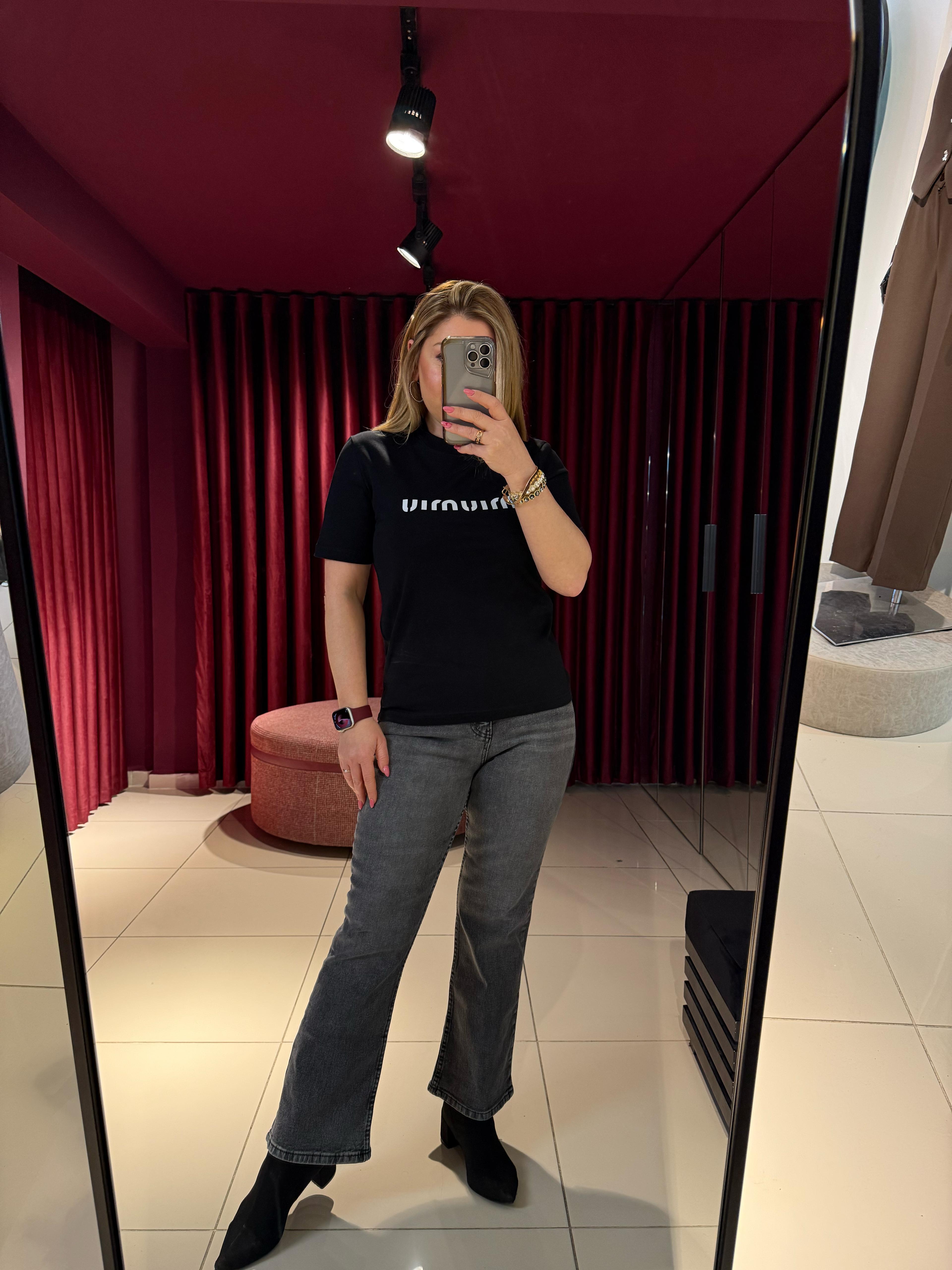 T-ShirtMiu Miu Baskılı T-Shirt Siyah