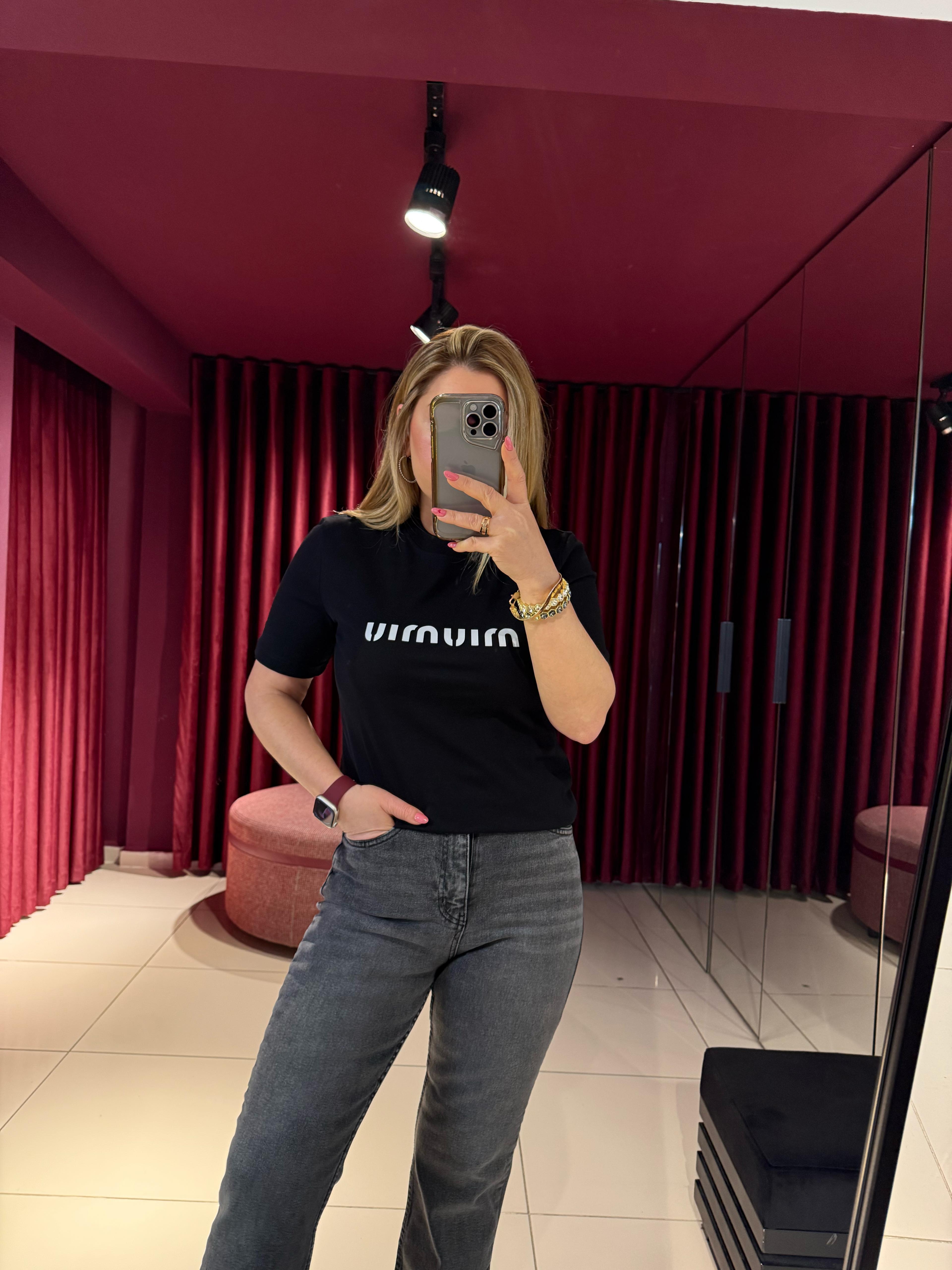 T-ShirtMiu Miu Baskılı T-Shirt Siyah