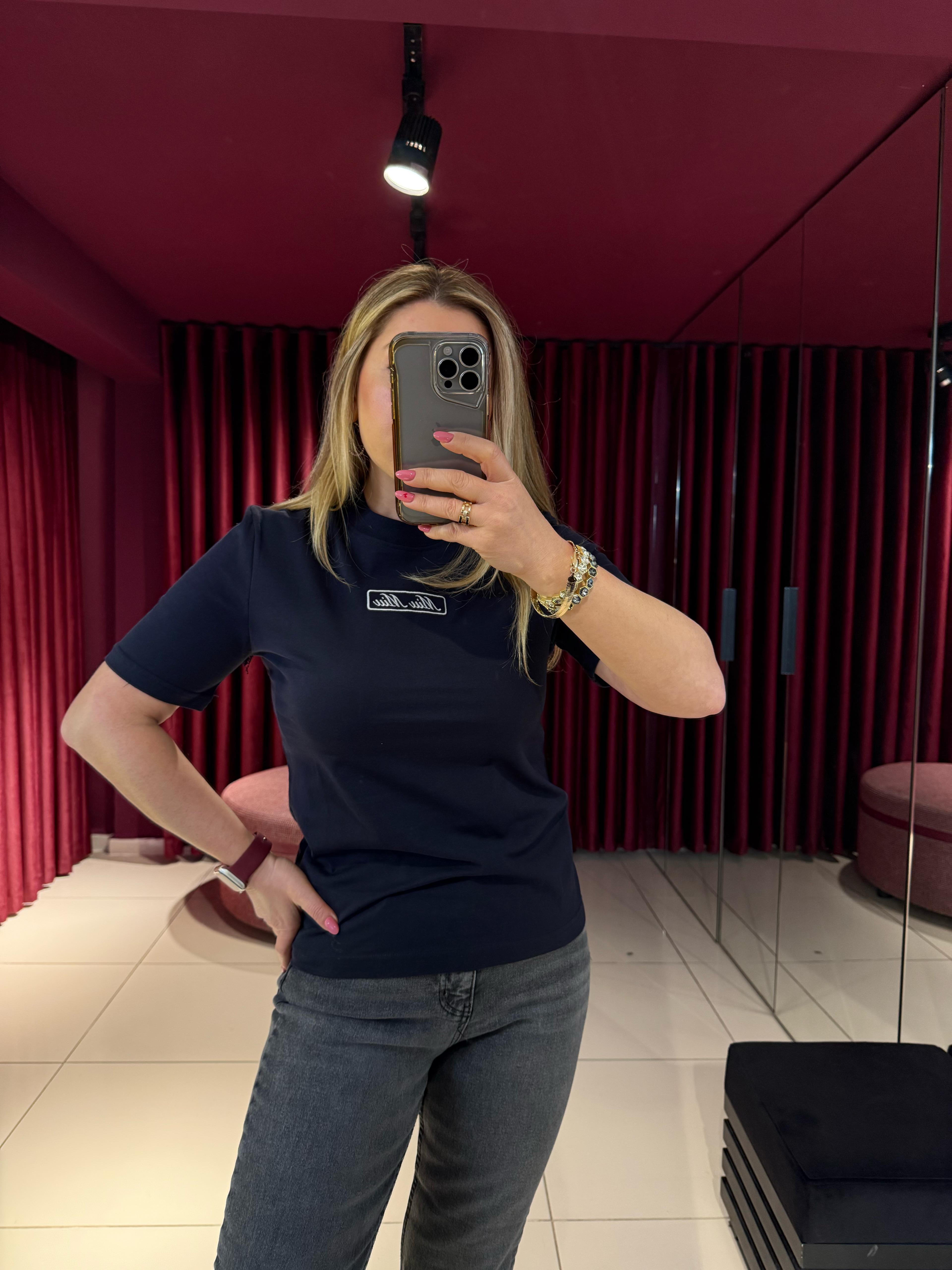 T-ShirtMiu Miu Nakışlı T-Shirt Lacivert