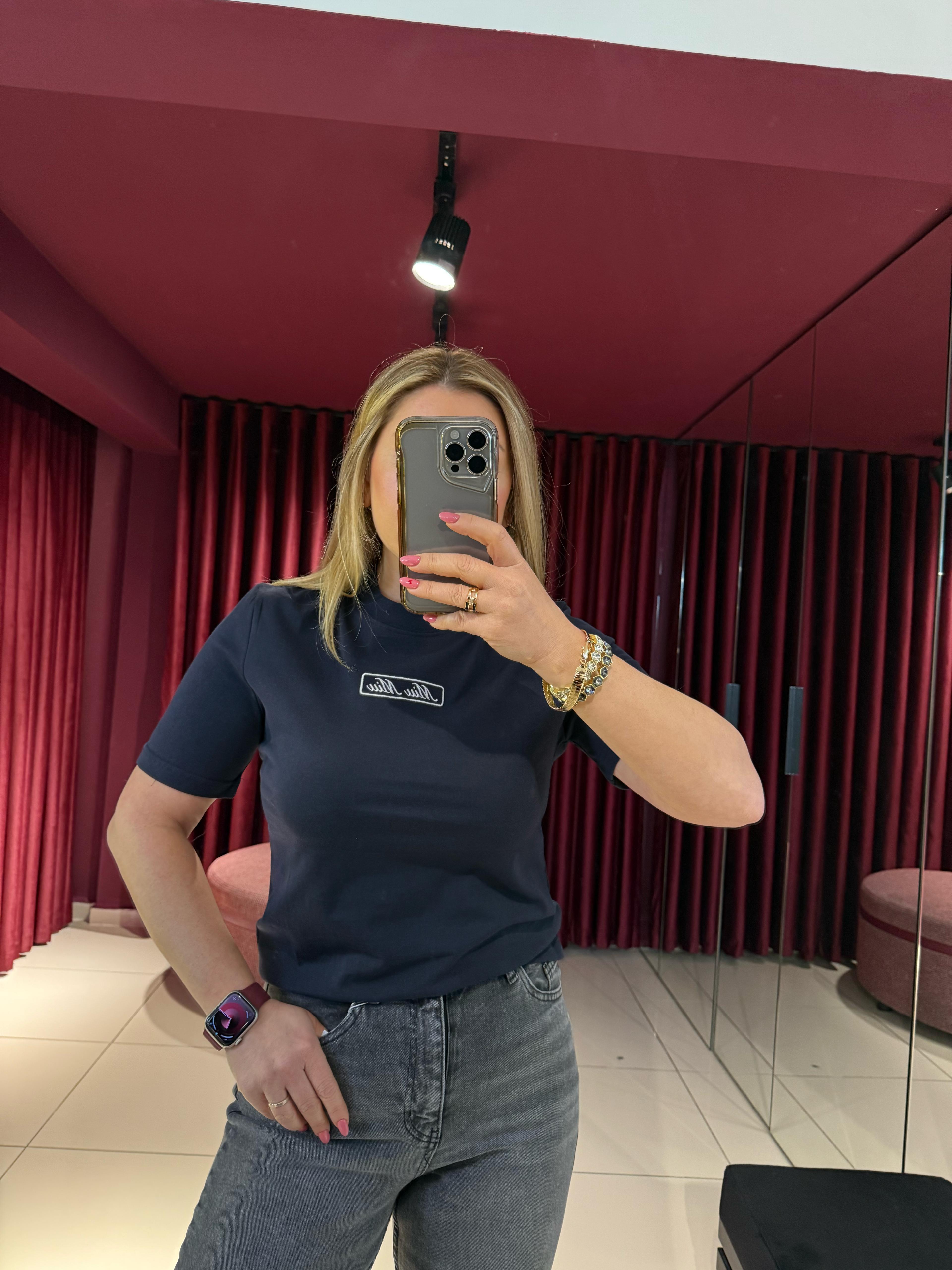 T-ShirtMiu Miu Nakışlı T-Shirt Lacivert