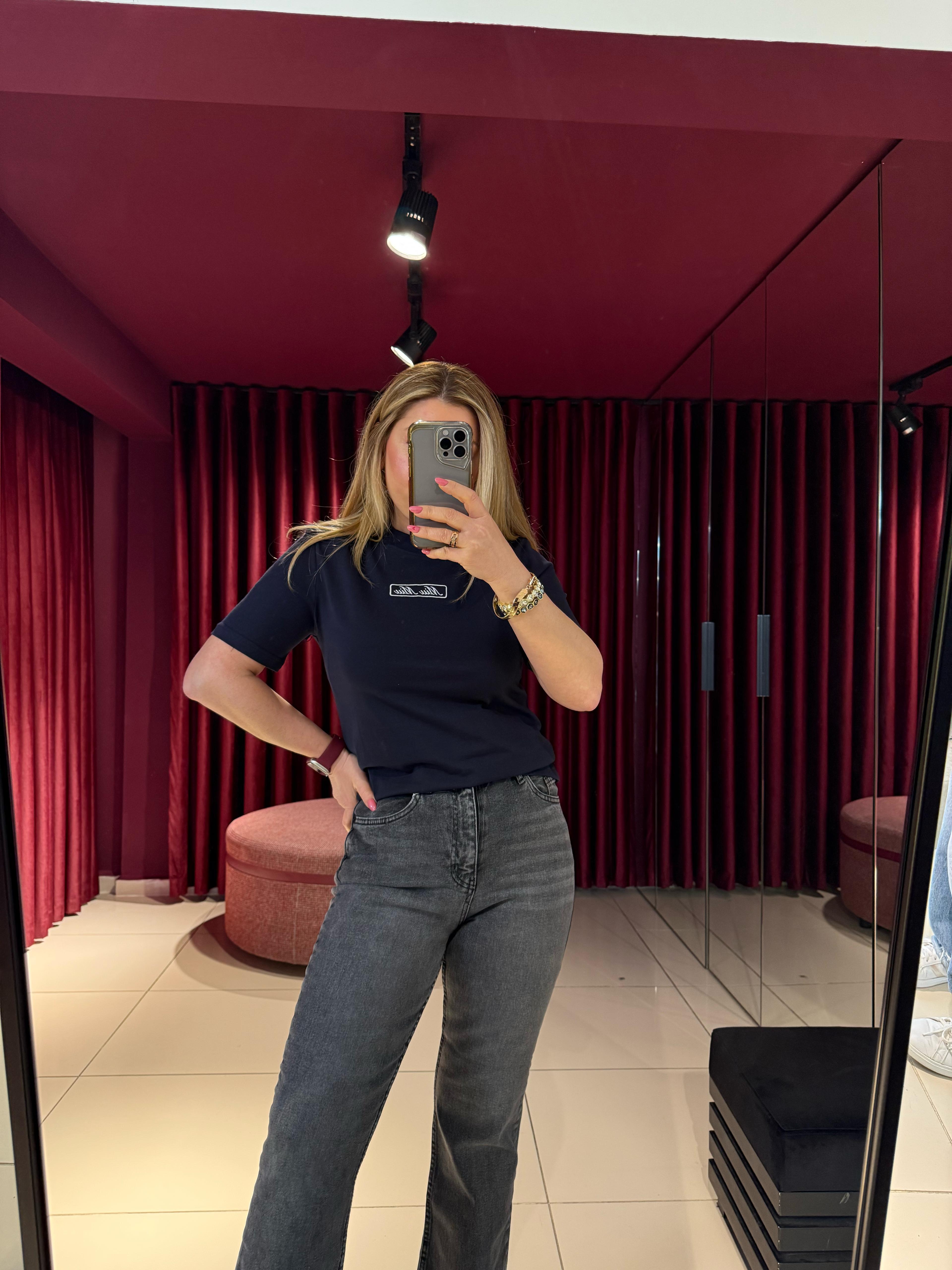 T-ShirtMiu Miu Nakışlı T-Shirt Lacivert