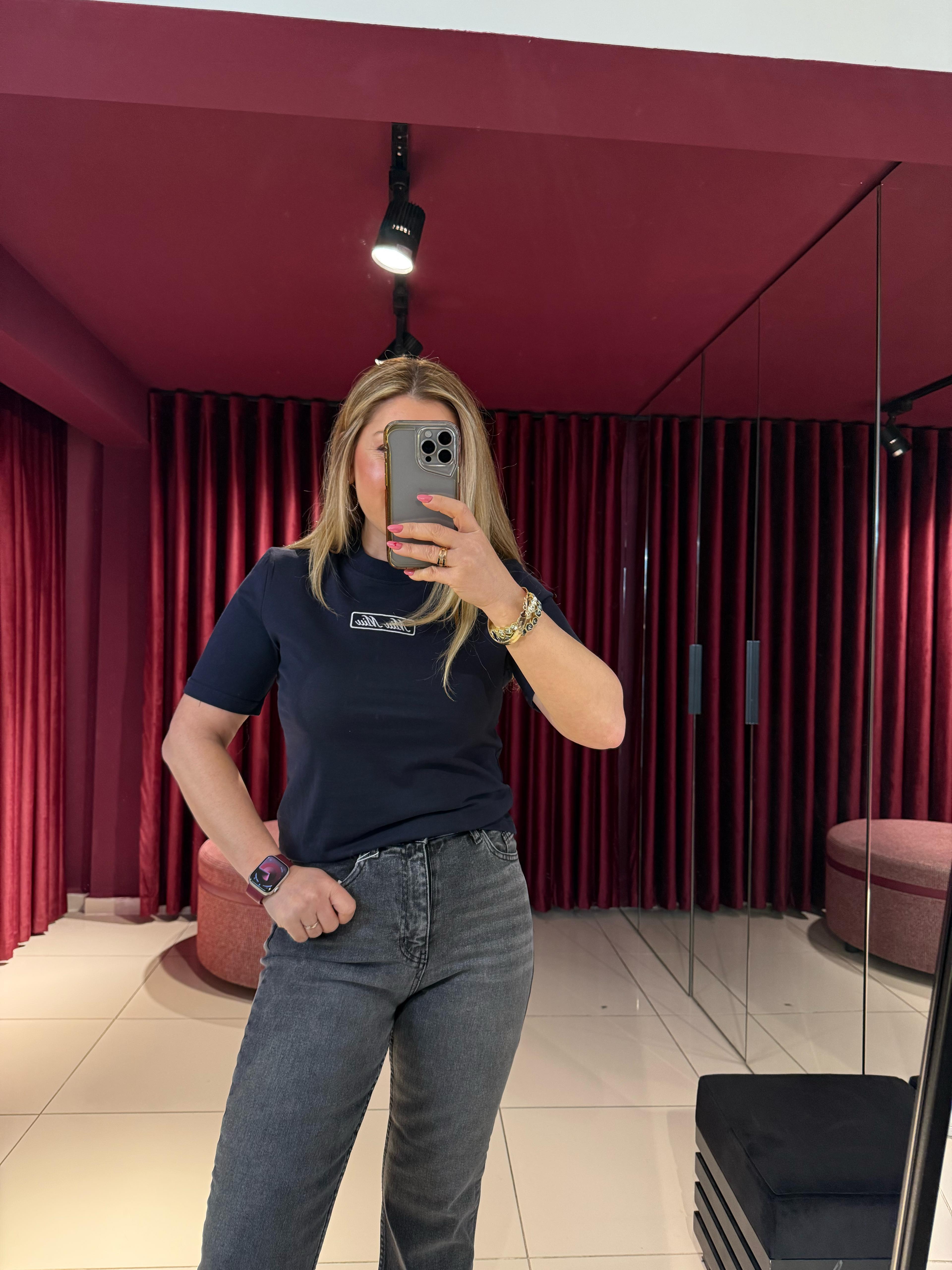 T-ShirtMiu Miu Nakışlı T-Shirt Lacivert