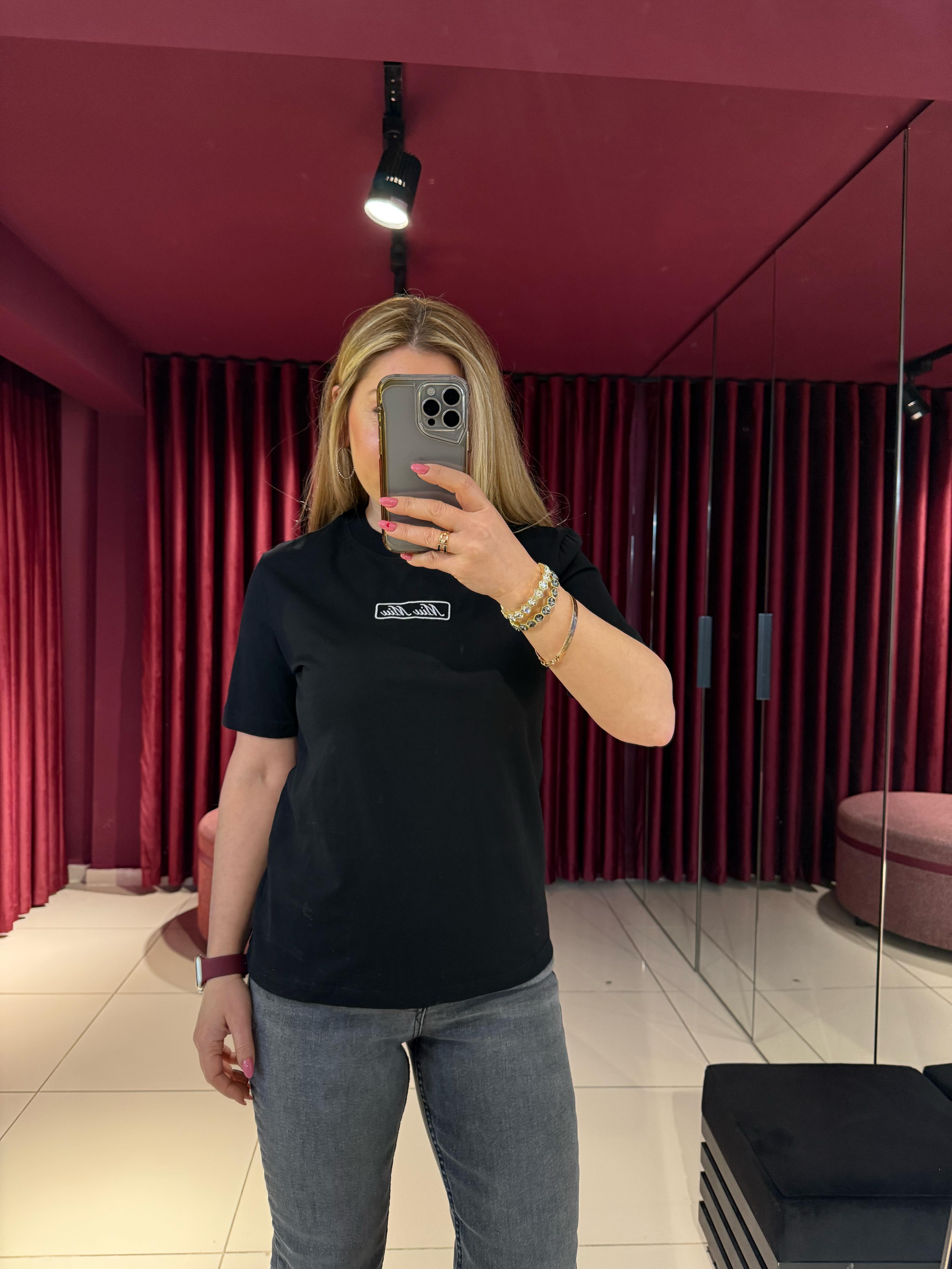 T-ShirtMiu Miu Nakışlı T-Shirt Siyah