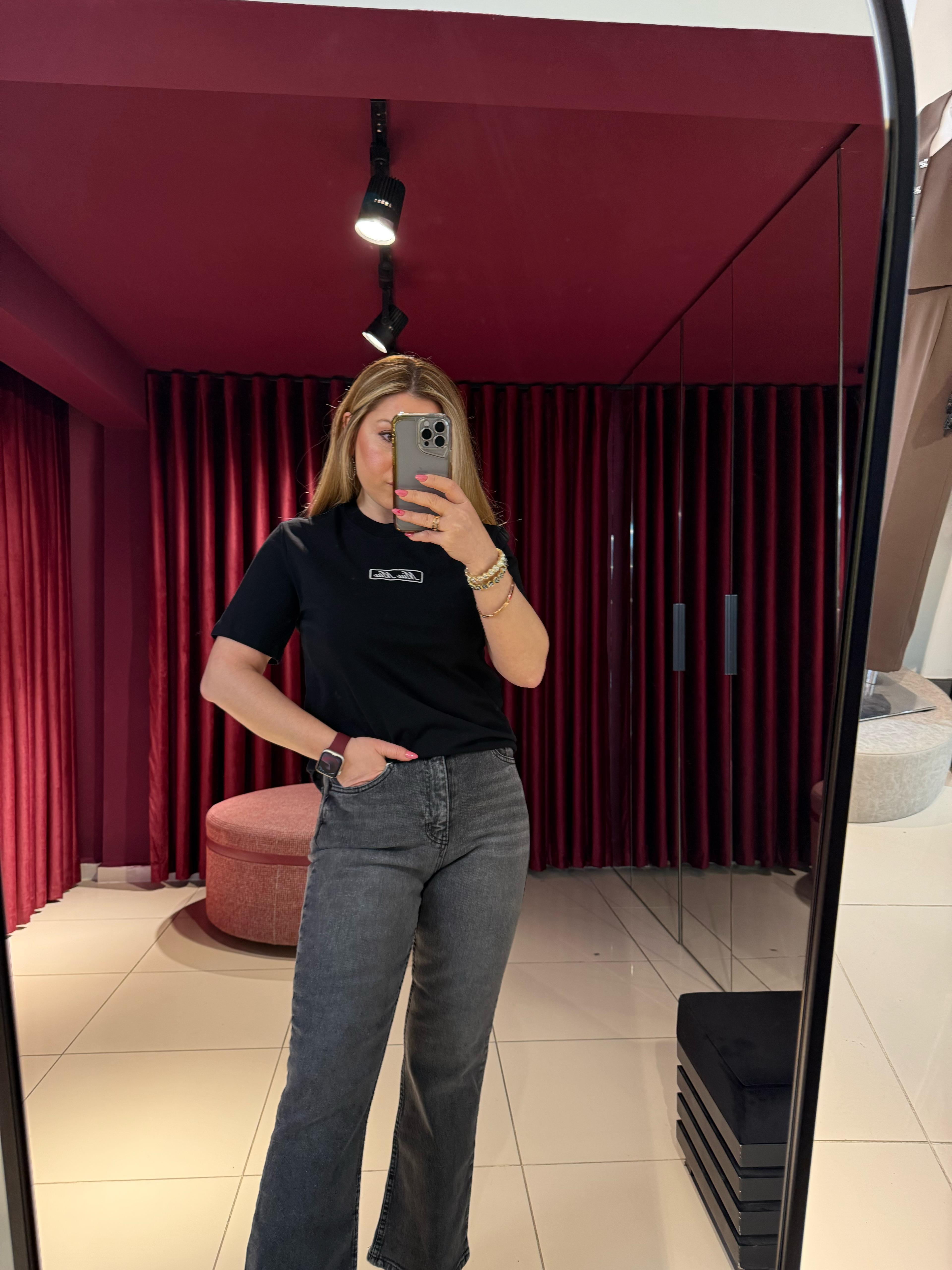 T-ShirtMiu Miu Nakışlı T-Shirt Siyah