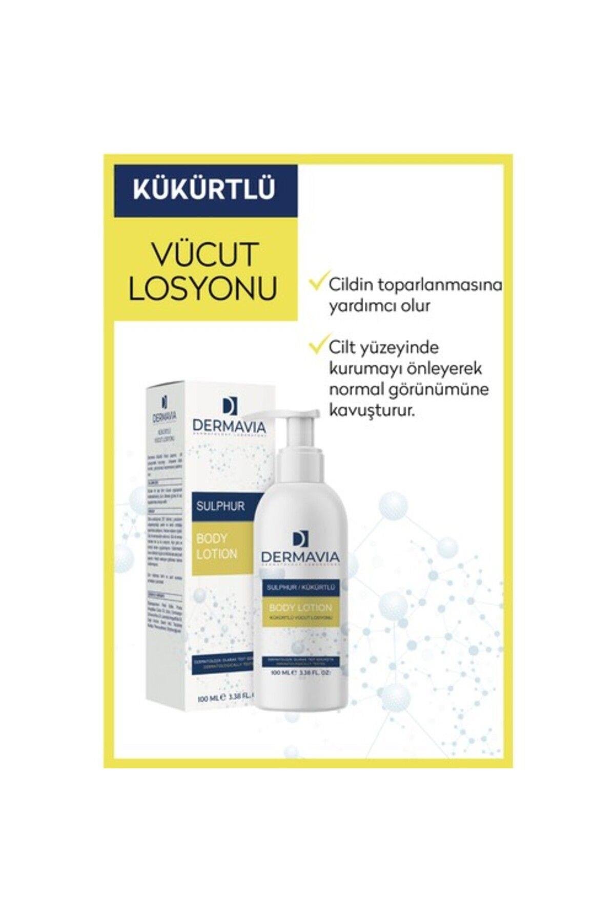  Dermavia Kükürtlü Vücut Losyonu 100 ml - Cildi Besler, Uyuz ve Gül Hastalığına Karşı Etkilidir