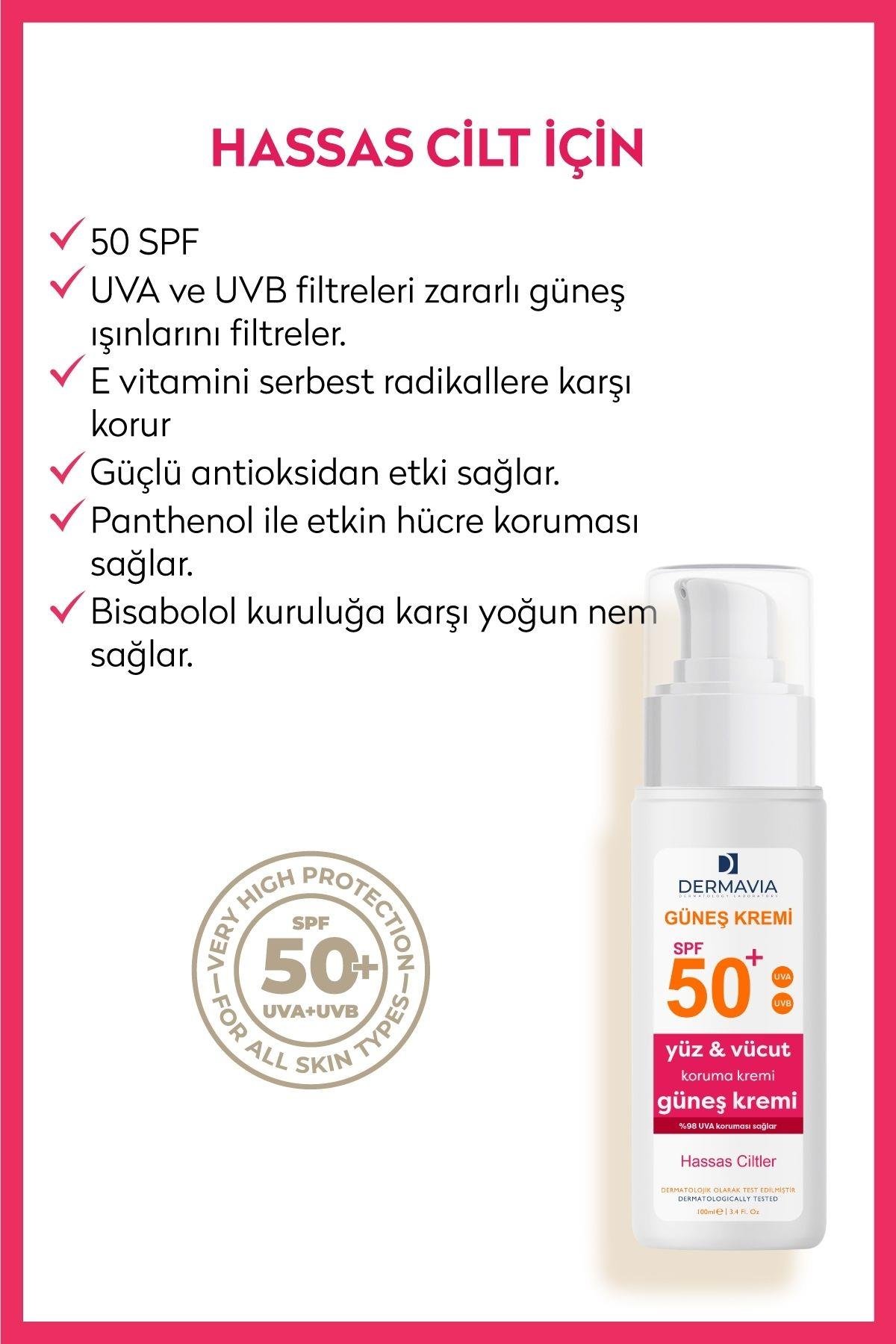 Hassas Ciltler İçin SPF 50 Yüz ve Vücut Güneş Kremi 100 ml – Güvenli ve Etkili Güneş Koruması