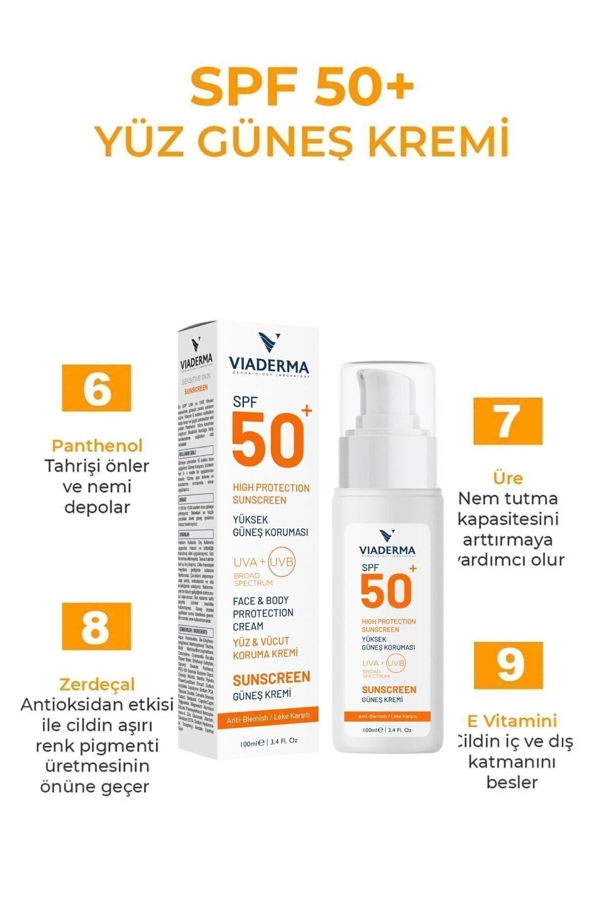 SPF 50 Leke Karşıtı Yüz ve Vücut Koruma Güneş Kremi 100 ml – Suya Dayanıklı, Tüm Ciltlere Uygun