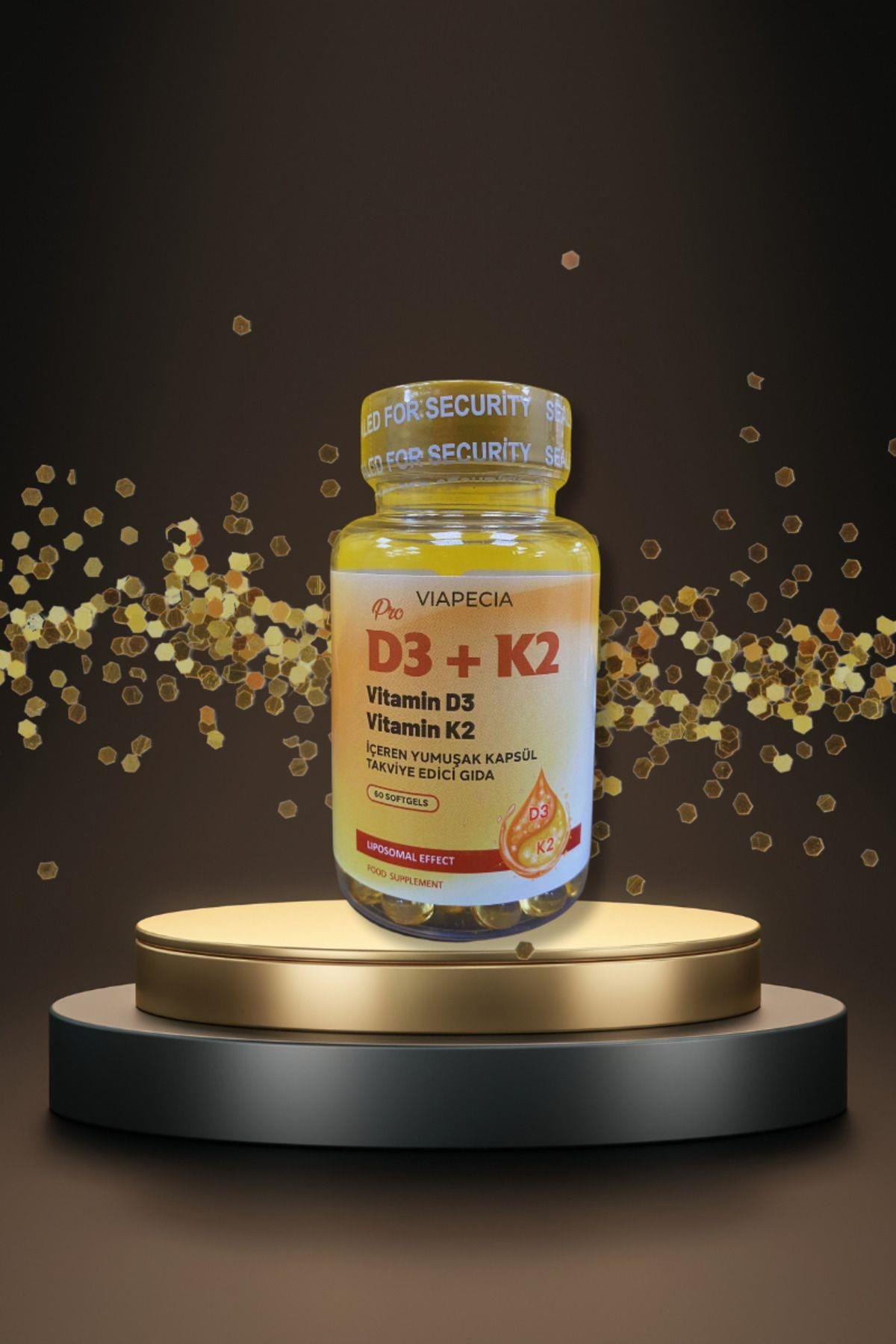 Viapecia D3+K2 Vitamini 60 Kapsül – D Vitamini ve K2 ile Kemik ve Bağışıklık Desteği