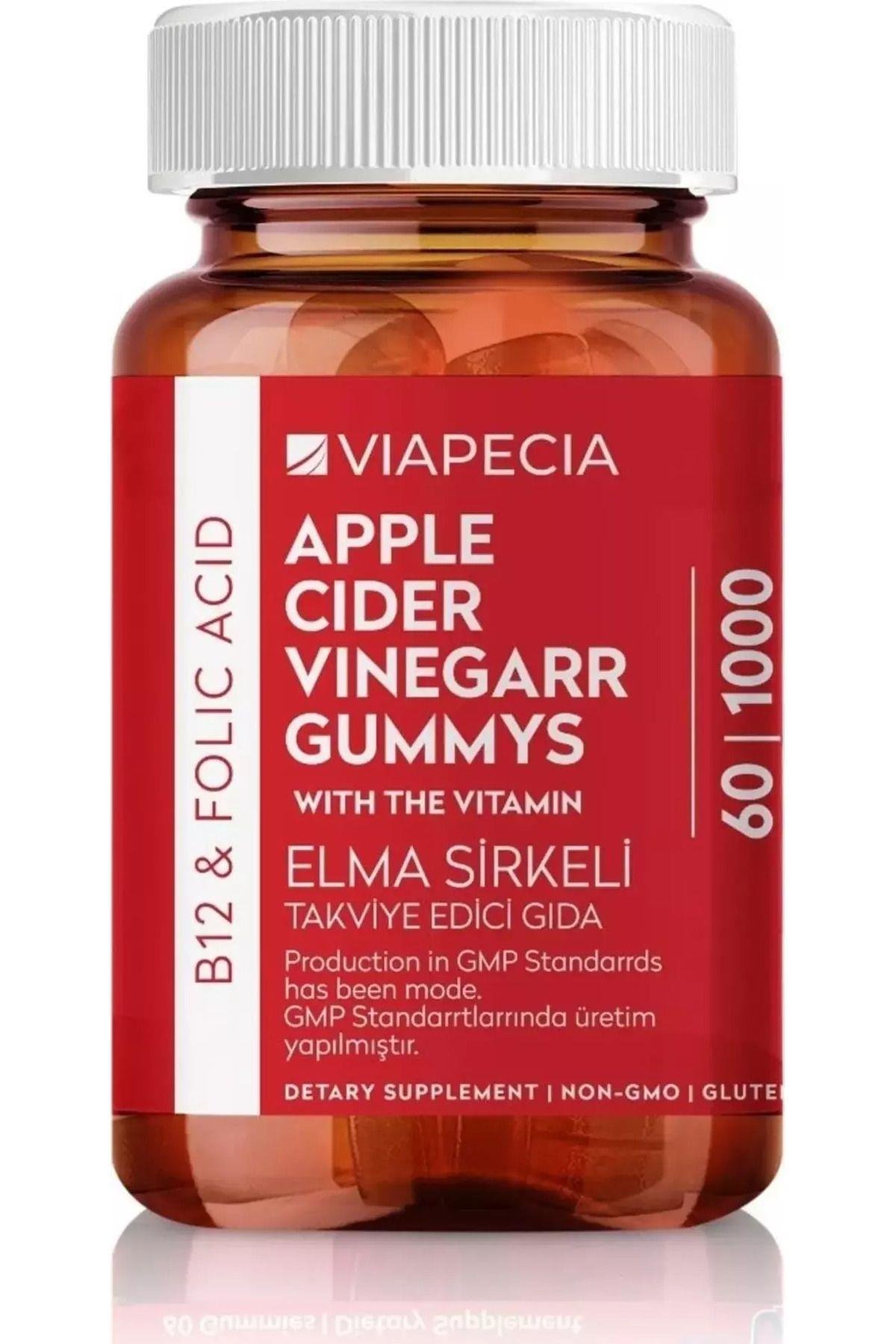 Viapecia Elma Sirkeli B12 & Folik Asit Gummy 60 Adet – Vegan, Jelatinsiz & Glütensiz Takviye