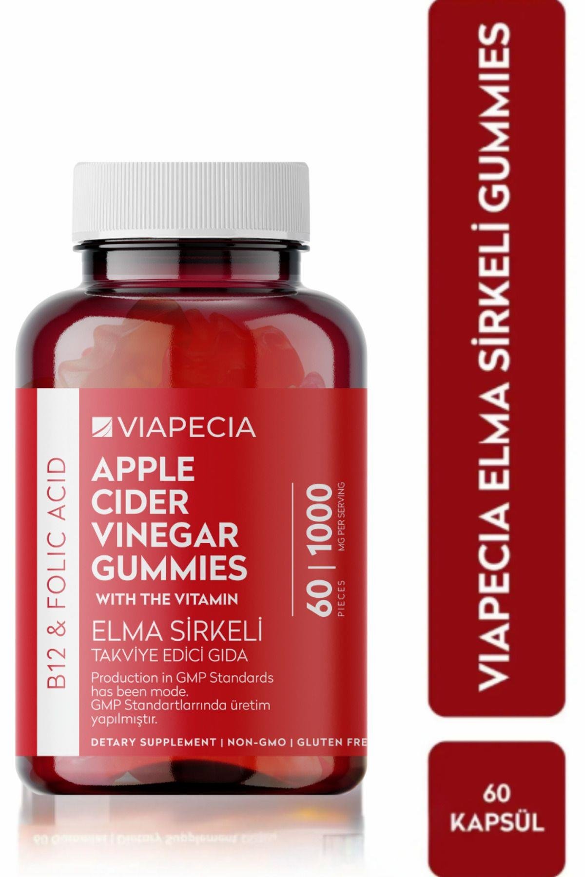 Viapecia Elma Sirkeli B12 & Folik Asit Gummy 60 Adet – Vegan, Jelatinsiz & Glütensiz Takviye