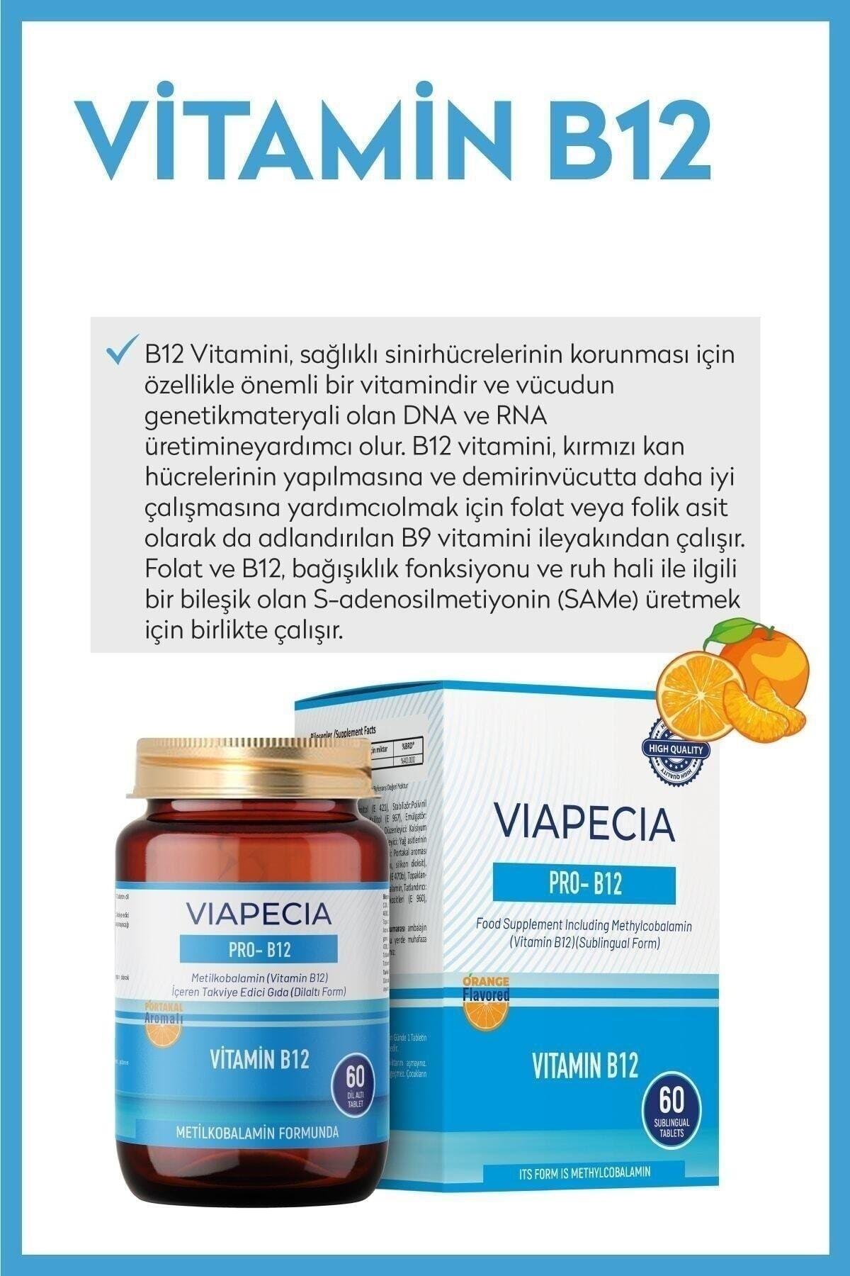 Viapecia Pro-B12 60 Tablet - Beyin Fonksiyonları, Unutkanlık ve Konsantrasyon Desteği