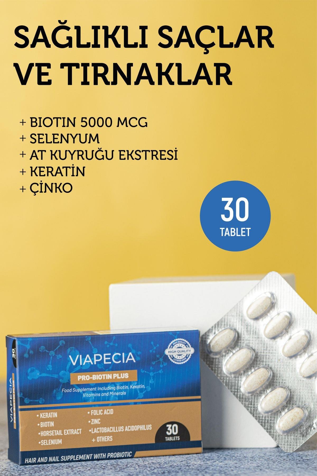 Viapecia Pro-Biotin Plus 30 Tablet - Saç Dökülmesi ve Tırnak Kırılması İçin Etkili Takviye