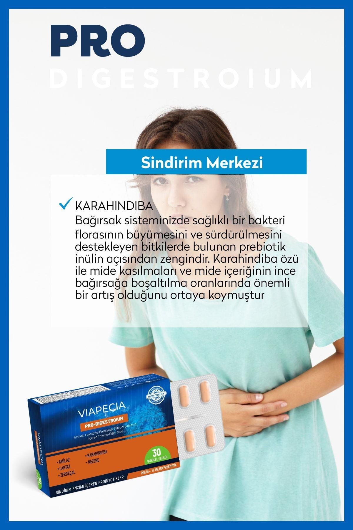 Viapecia Pro-Digestroium 30 Tablet - Şişkinlik ve Hazımsızlık İçin Doğal Sindirim Desteği