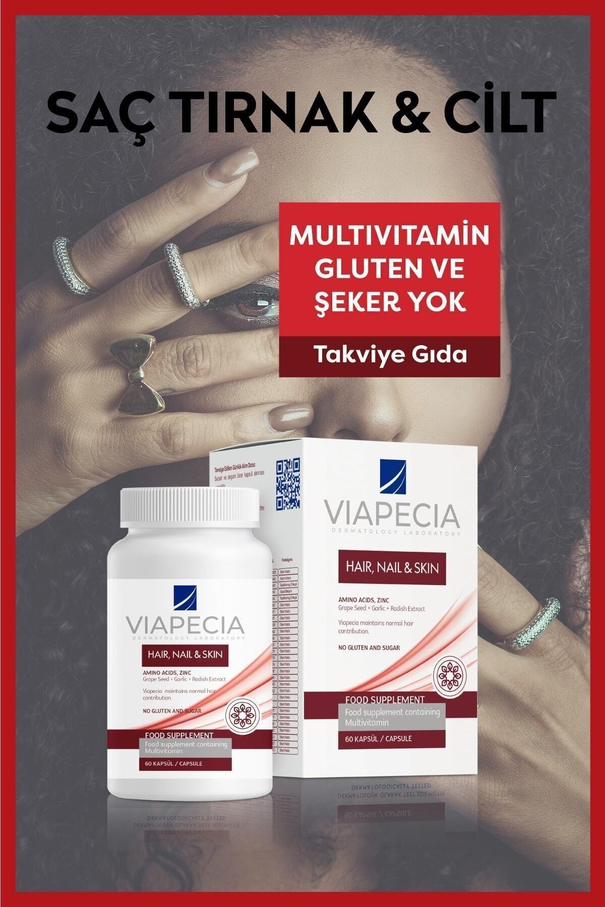 Viapecia Saç, Cilt ve Tırnak Koruma Vitamin Takviyesi - 60 Tablet (Çinko, Selenyum, Folik Asit İçerir)