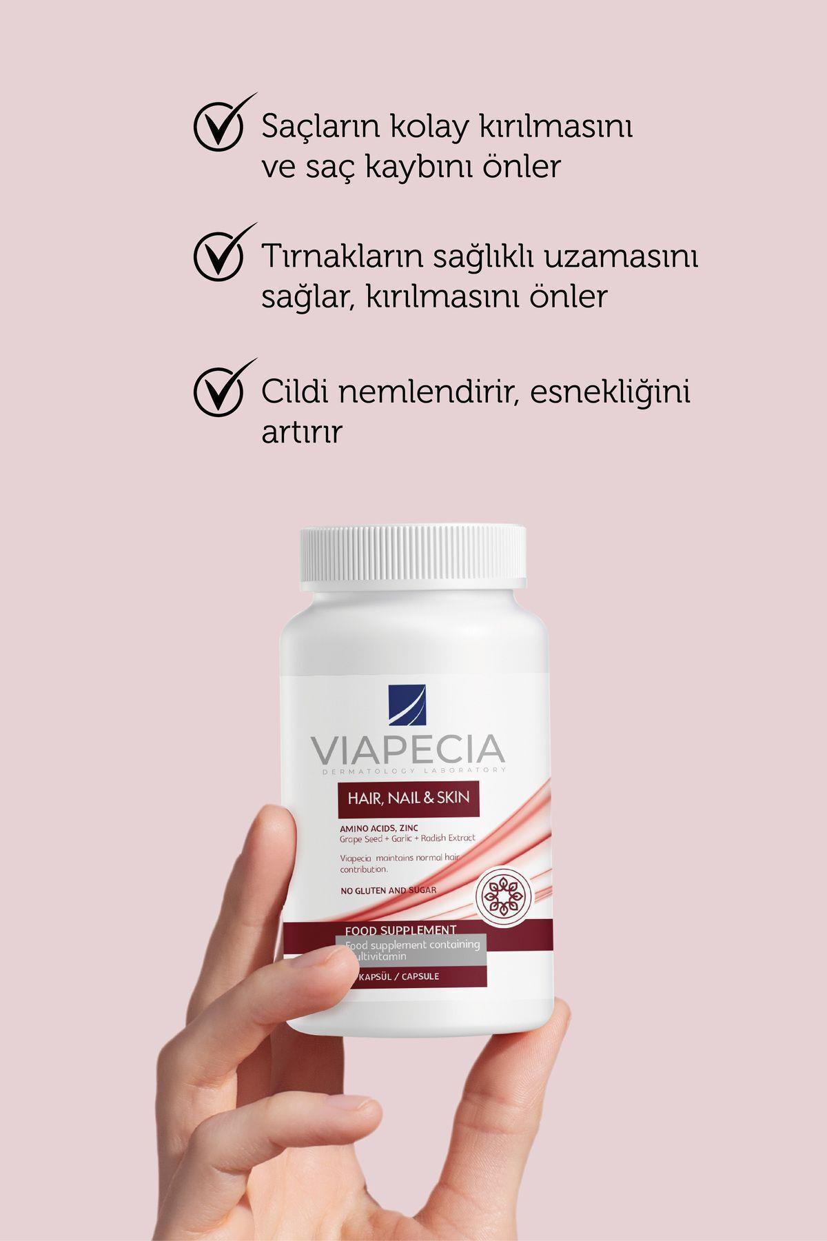 Viapecia Saç, Cilt ve Tırnak Koruma Vitamin Takviyesi - 60 Tablet (Çinko, Selenyum, Folik Asit İçerir)