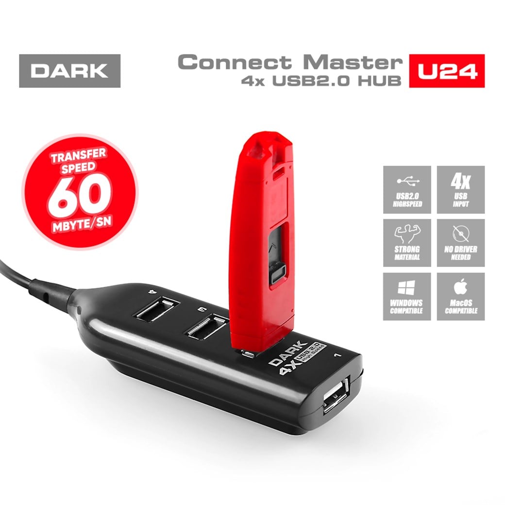 Dark Connect Master U24, 4 Port USB Hub