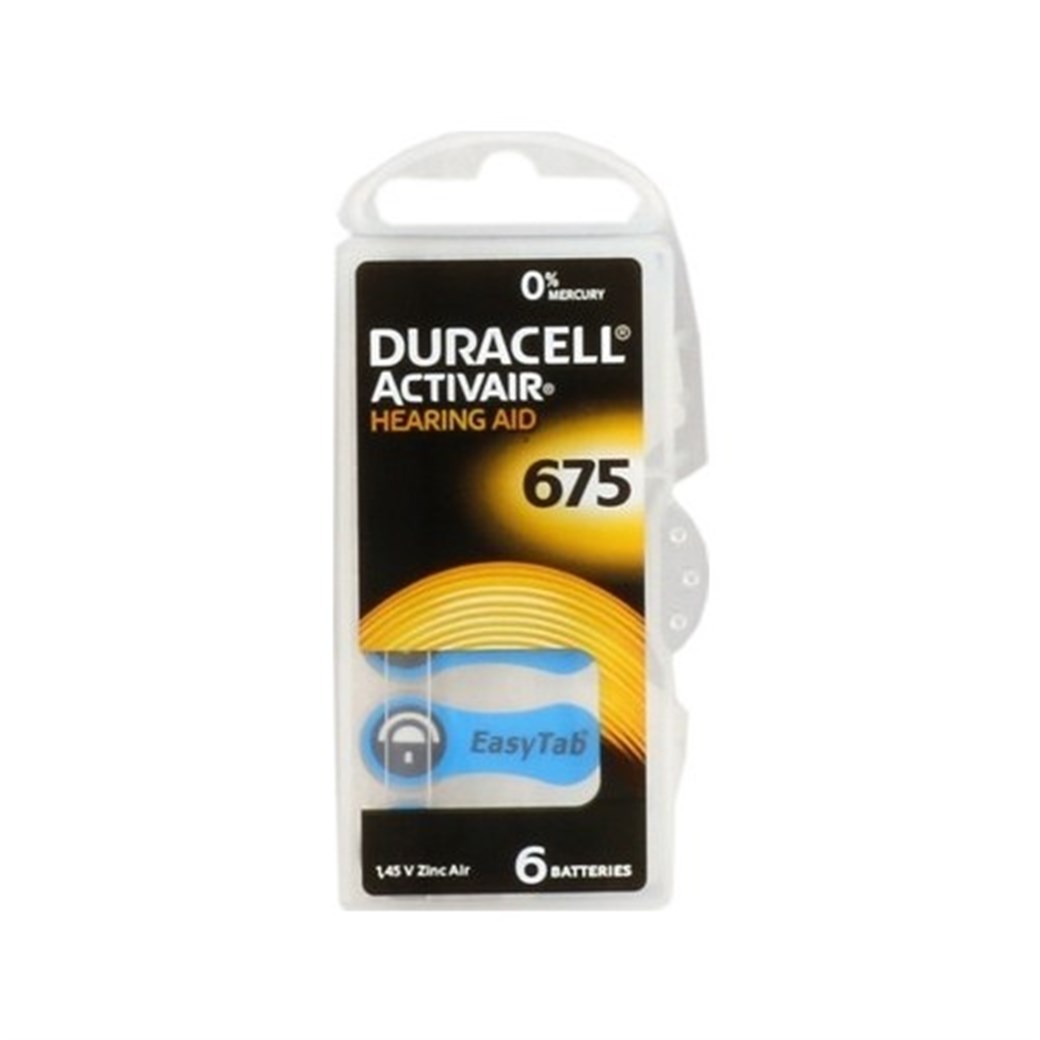 Duracell Activair EasyTab PR44 675 Numara İşitme Cihazı Pili 6LI Paket 1.45V