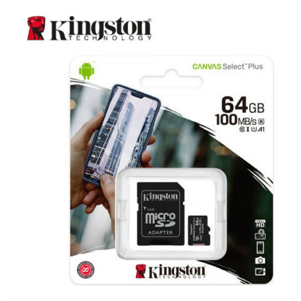 KINGSTON 64GB CANVAS SELECT PLUS MICRO SDHC UH-1 CLASS 10 100MB/S (SDCS2/64GB)