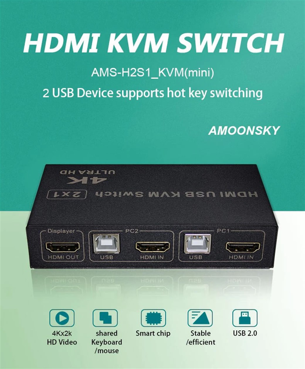OEM KVM SWITCH 2 PC 2 HDMI ANAHTARLI