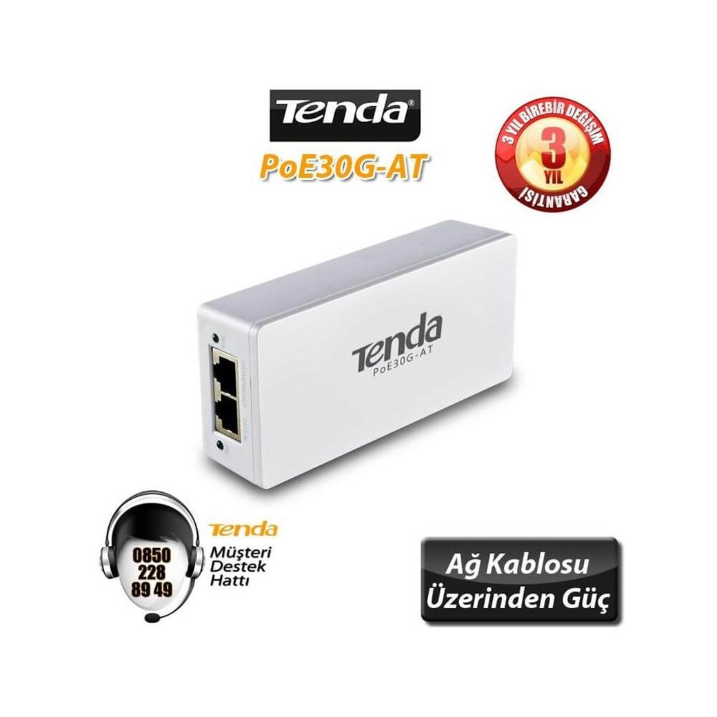TENDA POE30G-AT GIGABIT POE ENJEKTÖRÜ 802.3AF/AT
