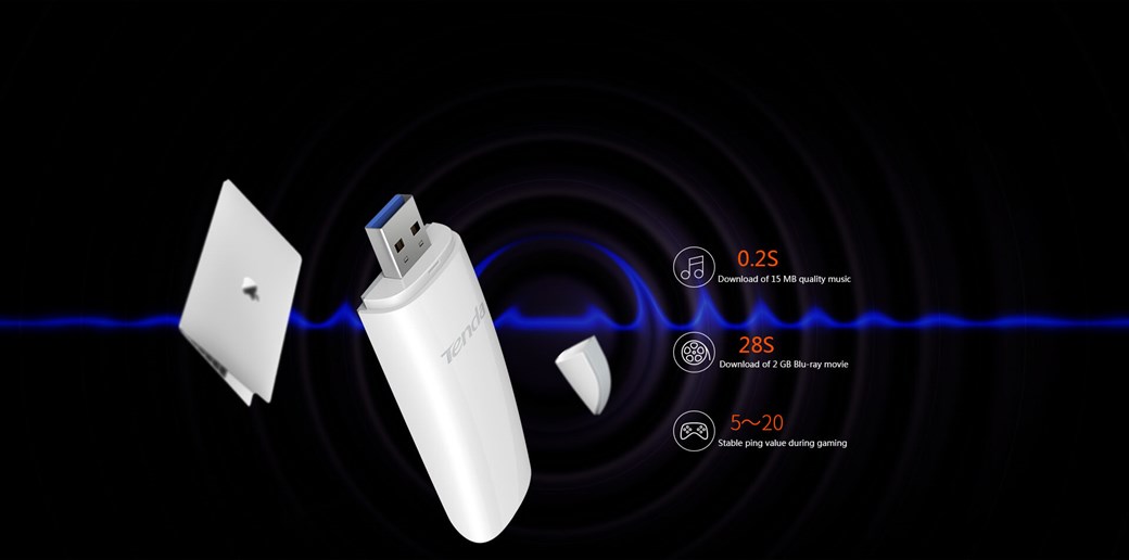 TENDA U12 867MPBS 5GHZ USB 3.0 KABLOSUZ USB WIFI ADAPTÖR
