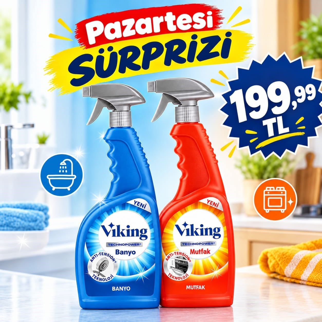 Genel Temizlik HijyeniV TECNOPOWER BANYO + MUTFAK SPREY 750ML