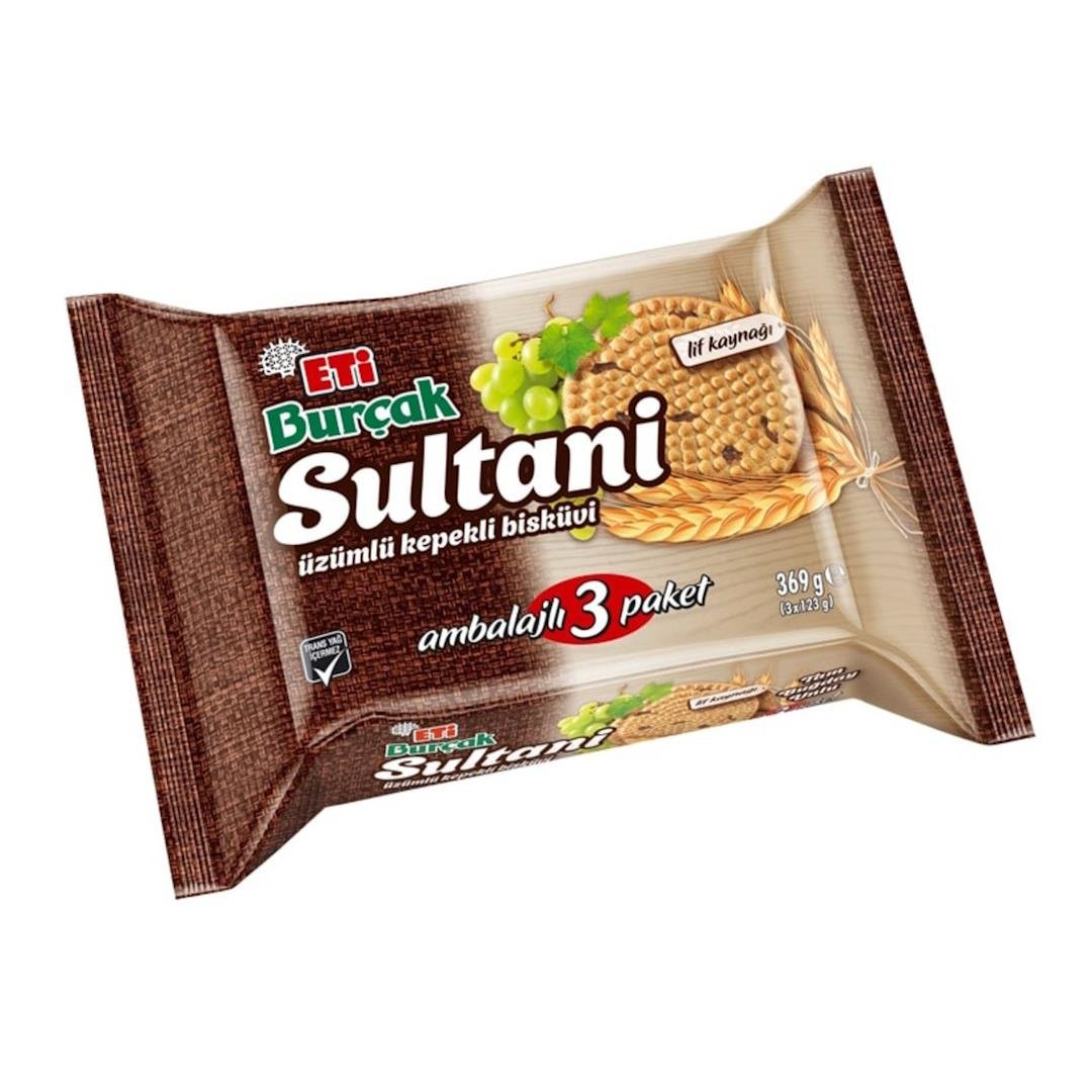 Eti Burçak Sultani Üzümlü Bisküvi Çoklu Paket 3x123g