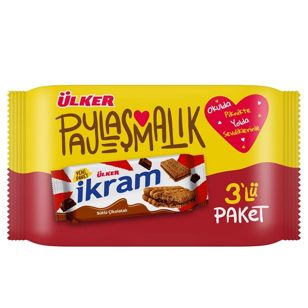 Ülker ikram 3lü Paket Çikolata Kremalı Sandviç Bisküvi