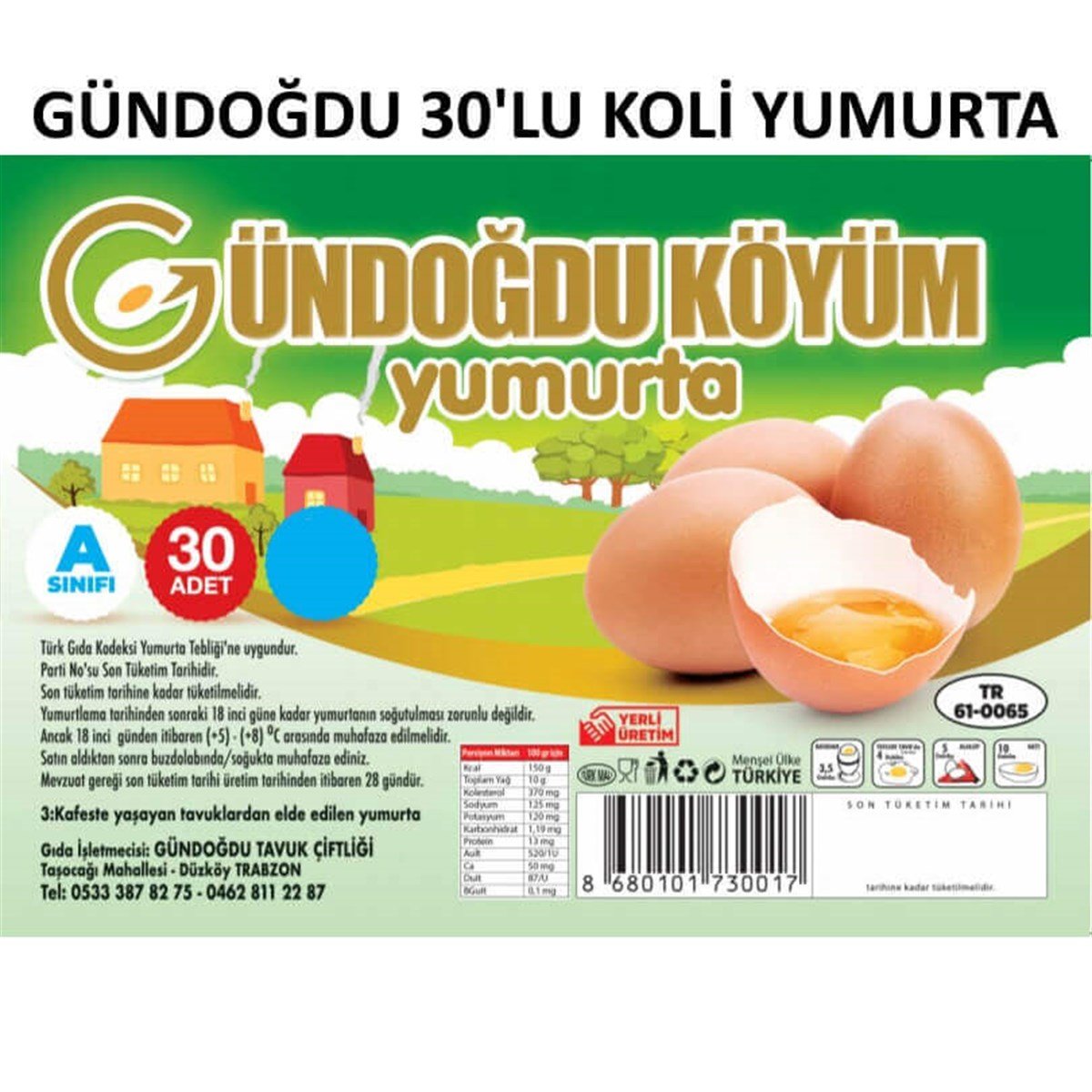 GÜNDOĞDU YUMURTA 30 ADET KOLİ L