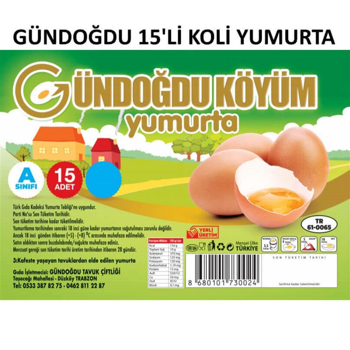GÜNDOĞDU YUMURTA 15 ADET KOLİ L