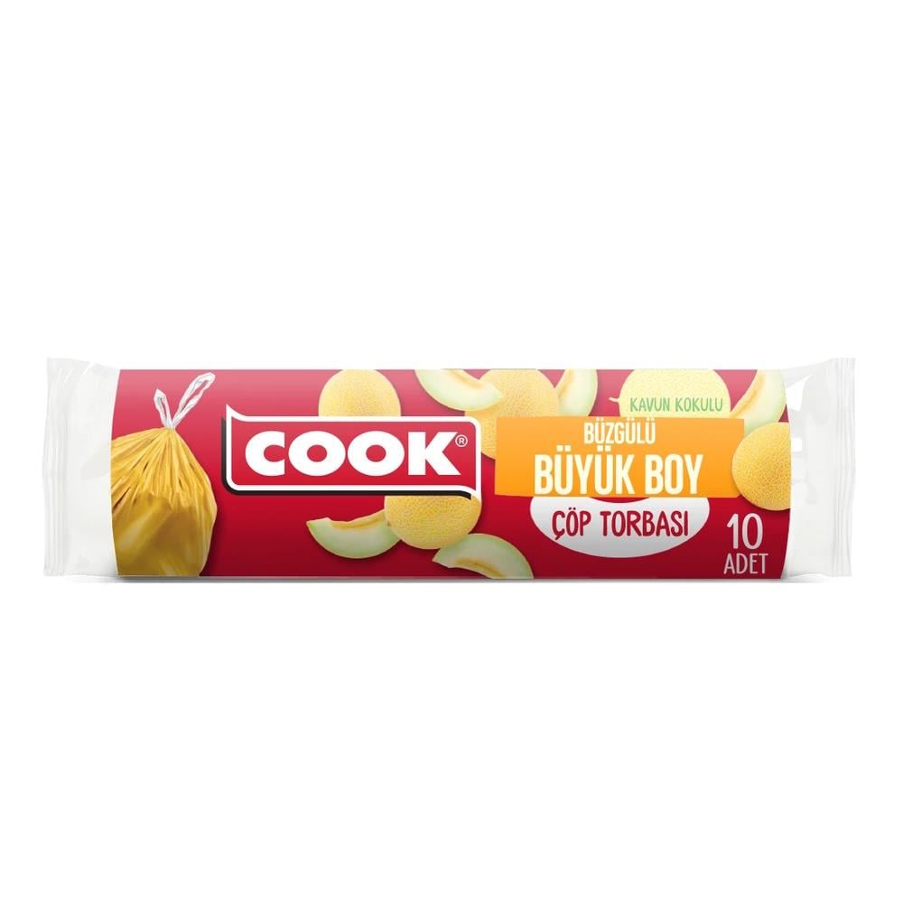Cook Büzgülü Çöp Torbası Büyük Boy Kavun Kokulu 10 Adet