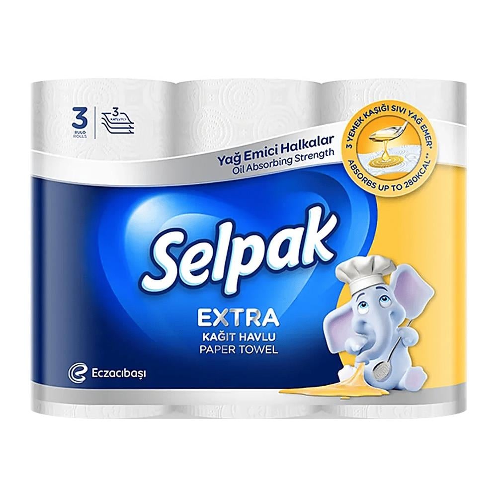 SELPAK EXTRA 3 LÜ KAĞIT HAVLU YAĞ EMİCİ HALK.*12