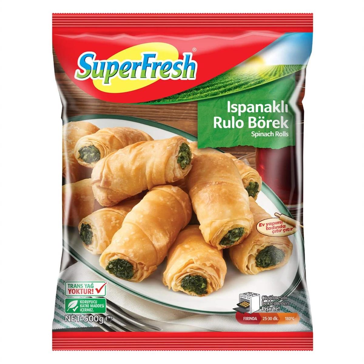 SÜPERFRESH ISPANAKLI  RULO BÖREK 500 GR 