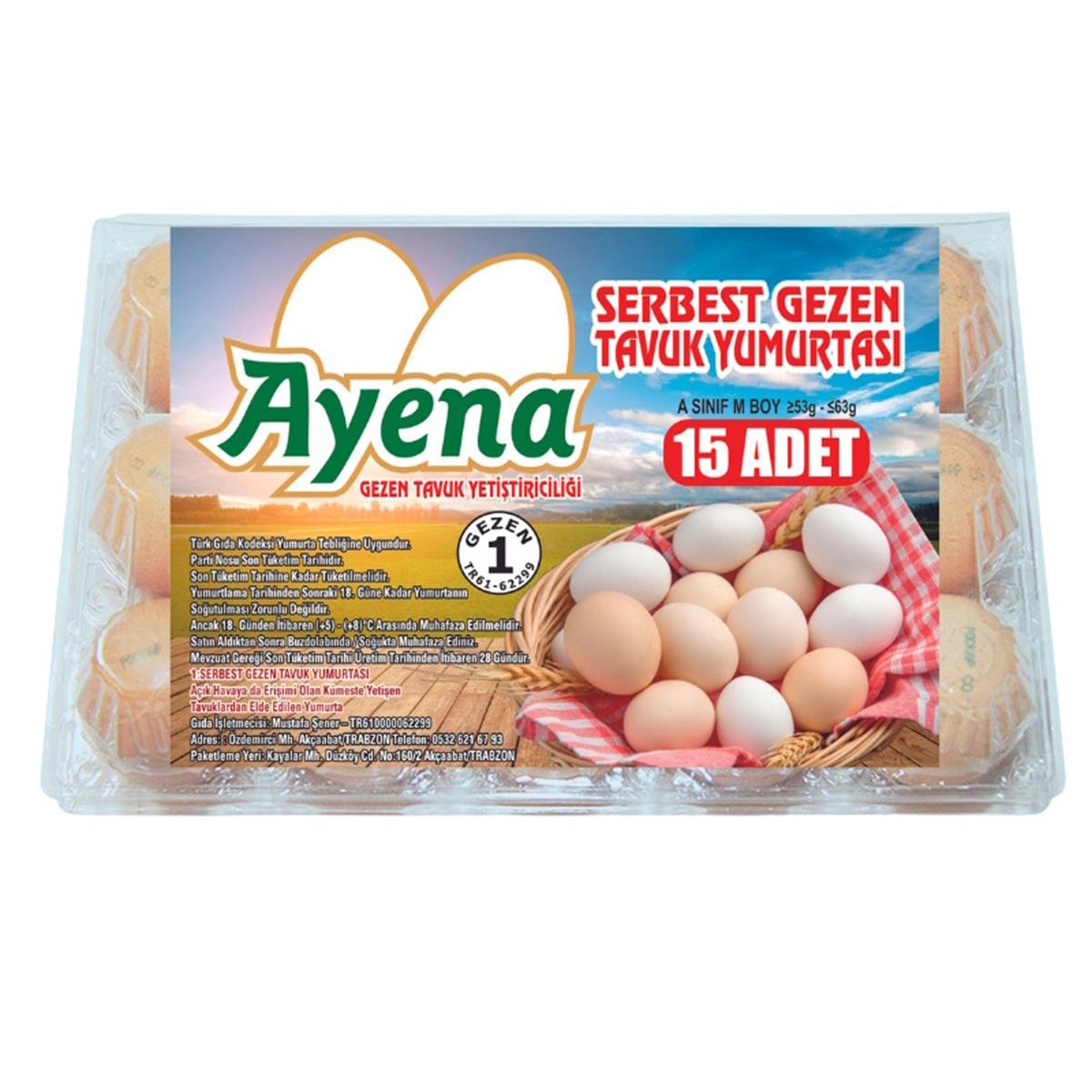 Ayena Yumurta 15 Adet Serbest Gezen Tavuk Köy Yumurtası 