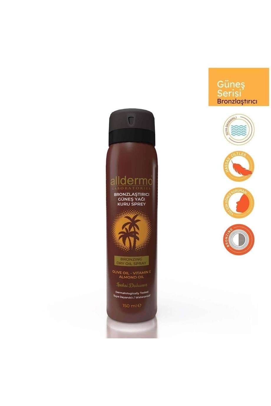 Alldermo - ALLDERMO BRONZLAŞTIRICI GÜNEŞ YAĞI KURU SPREY 150 ML