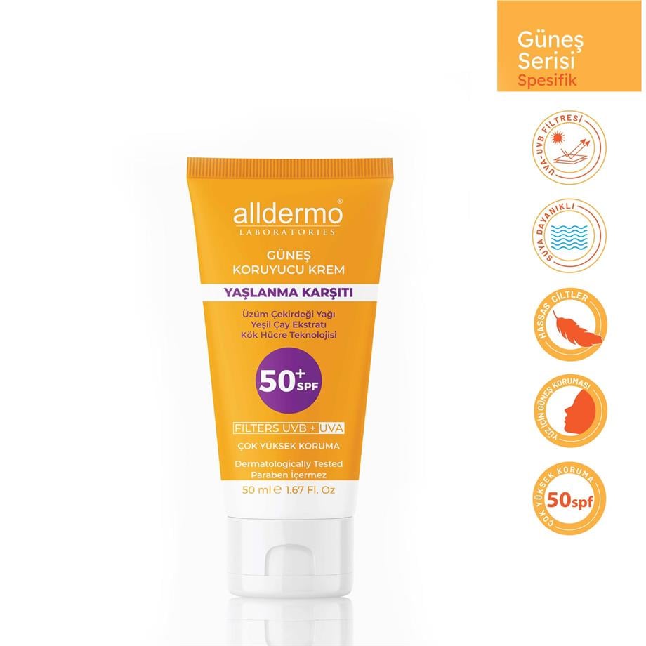 Alldermo - ALLDERMO GÜNEŞ KORUYUCU KREM YAŞLANMA KARŞITI SPF50+ 50 ML