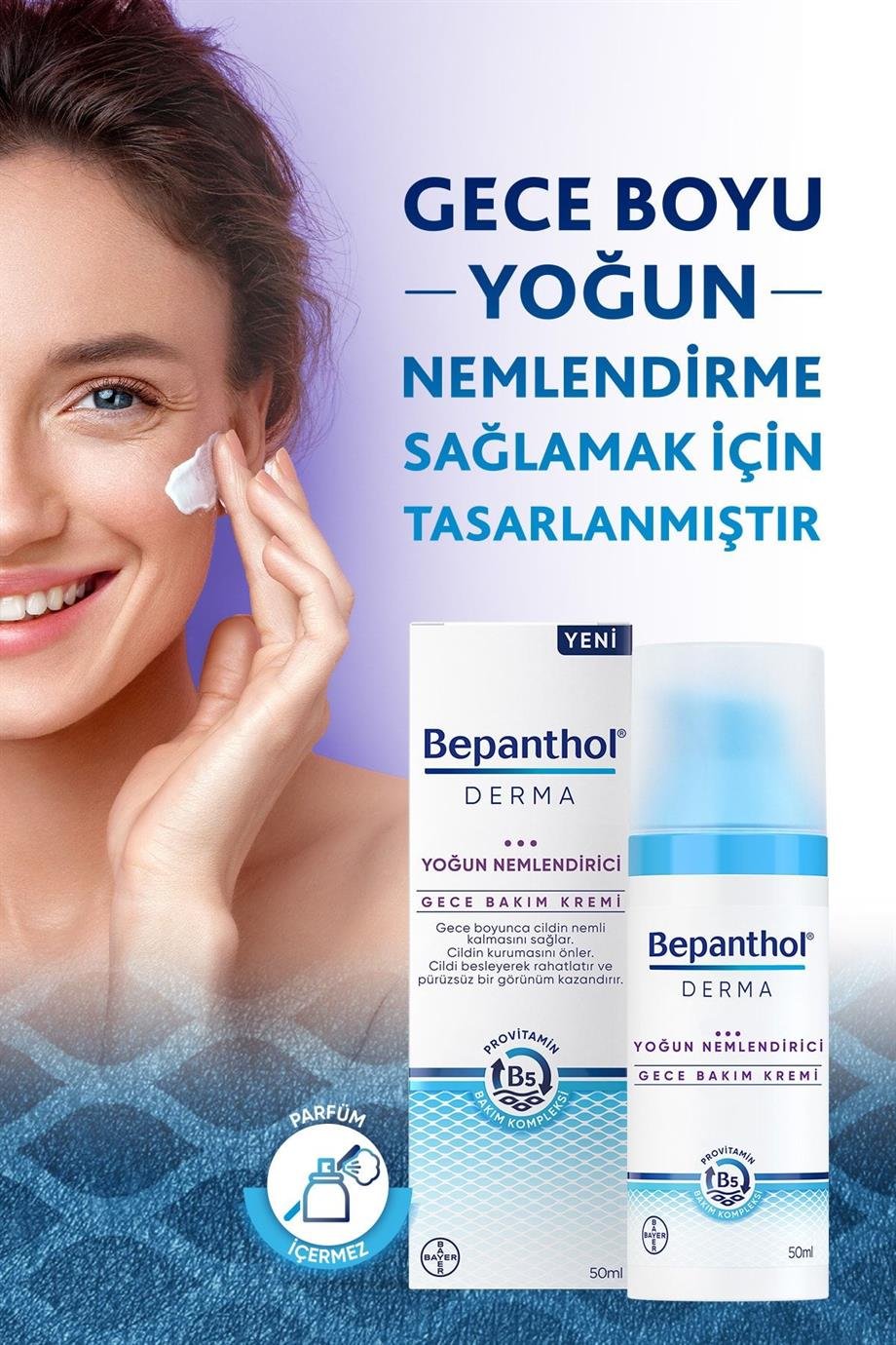 Bepanthol - Bepanthol Derma Yoğun Nemlendirici Gece Bakım Kremi 50 Ml Provitamin B5 Bakım Kompleksi