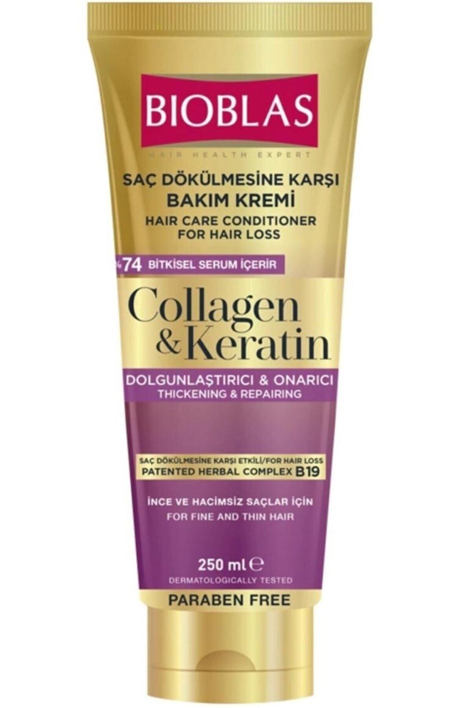Bioblas Saç Bakım Kremi Saç Dökülmesine Karşı Şekillendirici Collagen&Keratin 250 Ml
