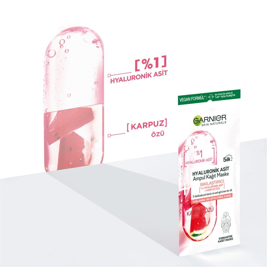 GARNIER KAĞIT MASKE AMPÜL HYALURONİC ASİD KARPUZ
