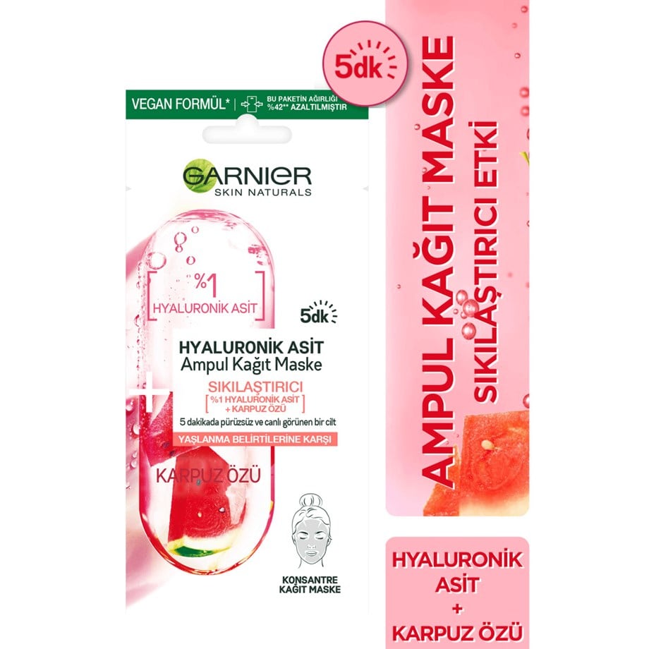 GARNIER KAĞIT MASKE AMPÜL HYALURONİC ASİD KARPUZ