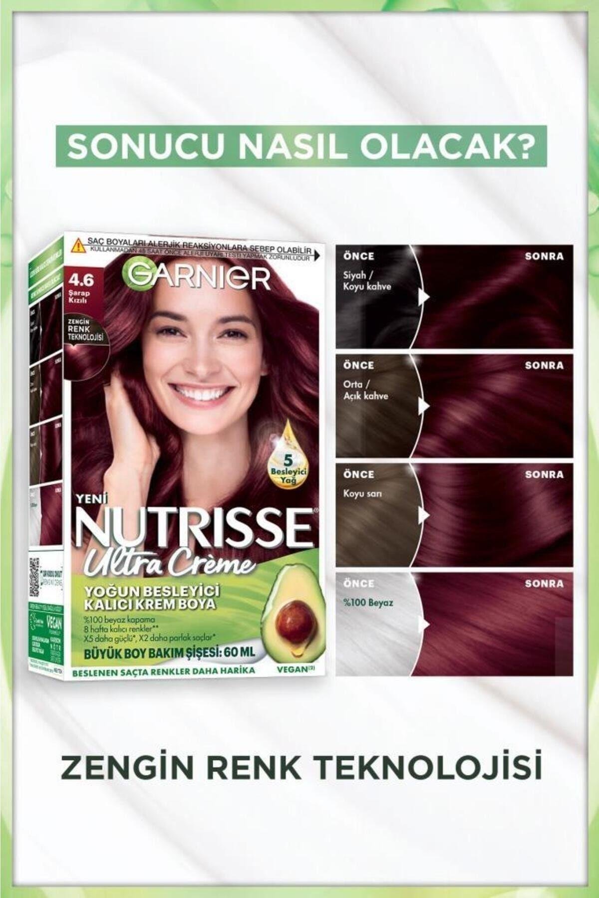 Garnier - GARNIER SAÇ BOYASI NUTRİSSE ULTRA CREME 4.6 ŞARAP KIZILI