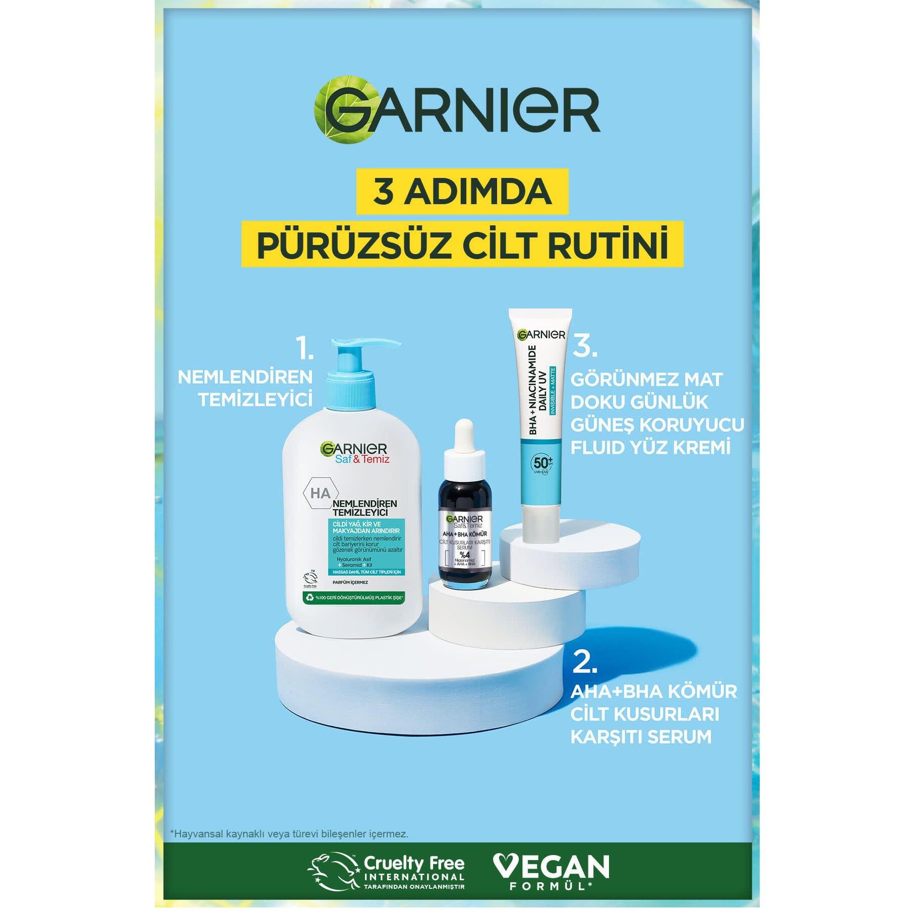 Garnier - Garnier Saf ve Temiz Bha Niasinamid Günlük Güneş Koruyucu Fluid Yüz Kremi Spf50 40 Ml