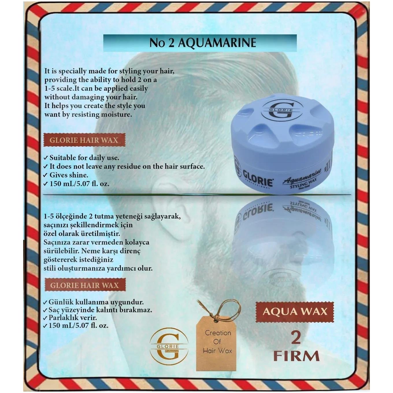 Glorie - Glorie Styling Wax Aquamarine Firm Hold No:2 - 150 Ml