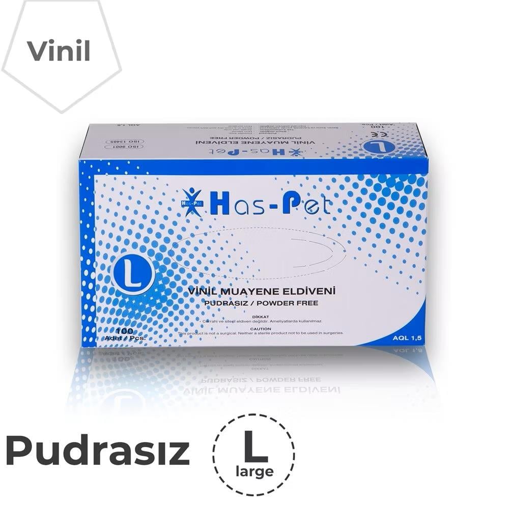Haspet - Haspet Eldiven Vinil Pudrasız L Beyaz