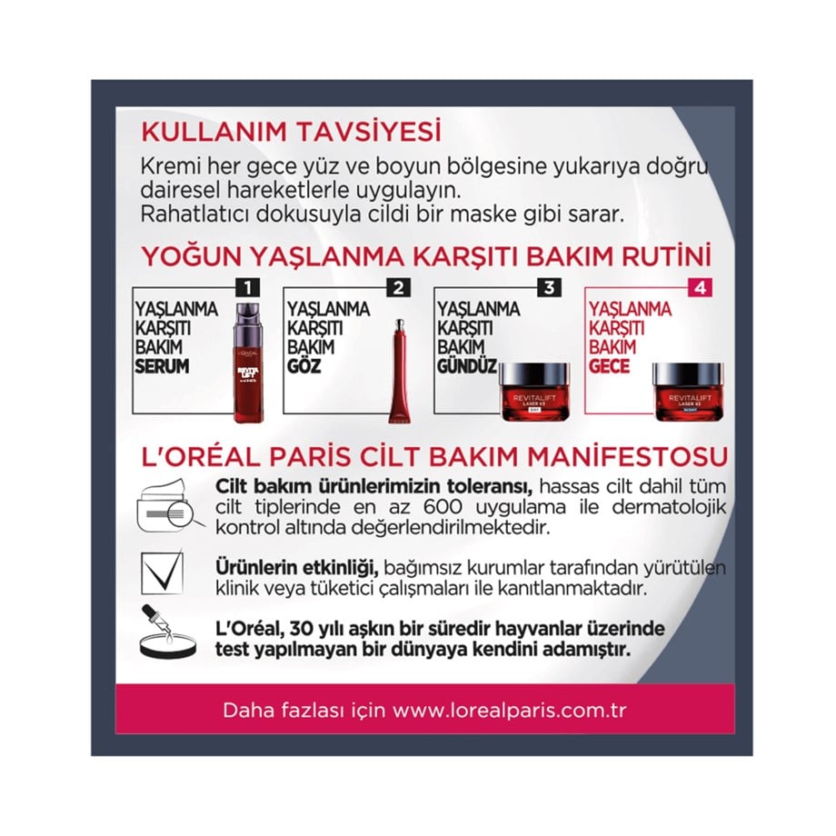 LOREAL REVITALIFT LAZER X3 GECE KREMİ 50ML