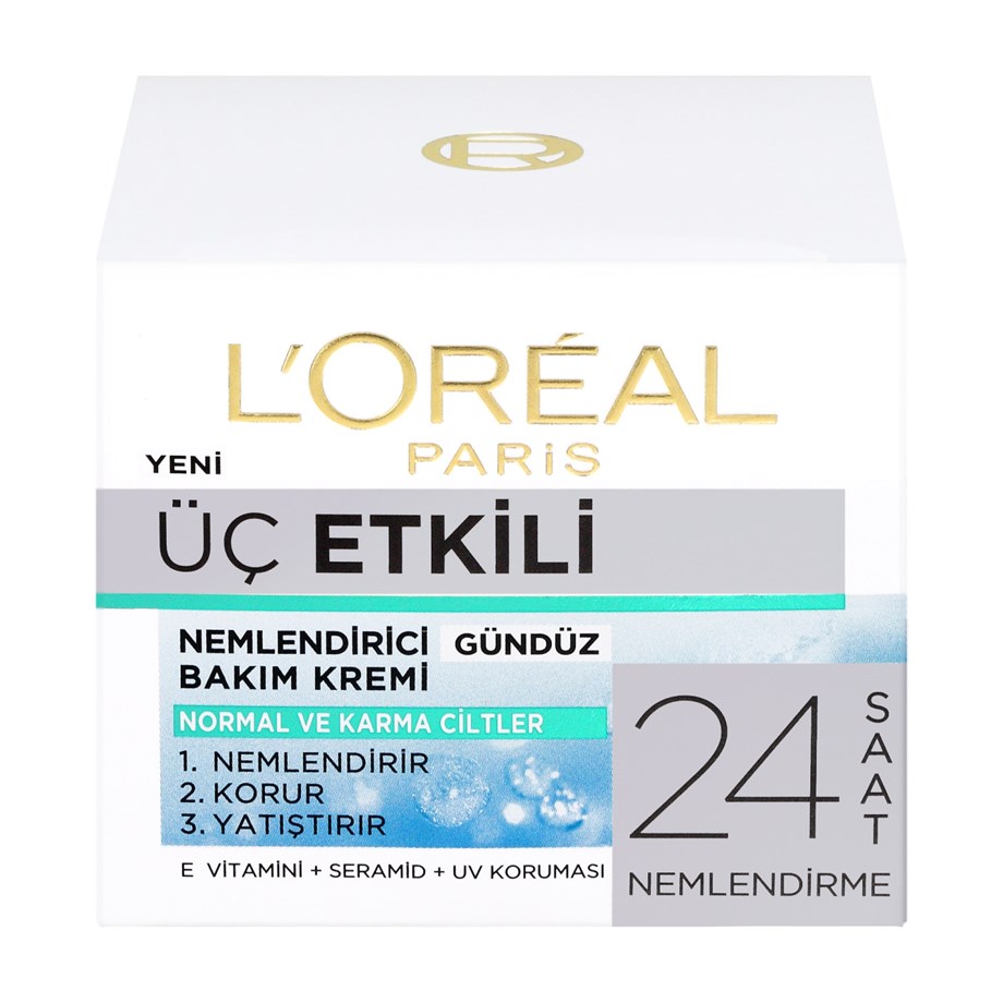 L'Oréal Paris 3 Etkili Günlük Bakım Kremi Normal ve Karma Ciltler 50 Ml