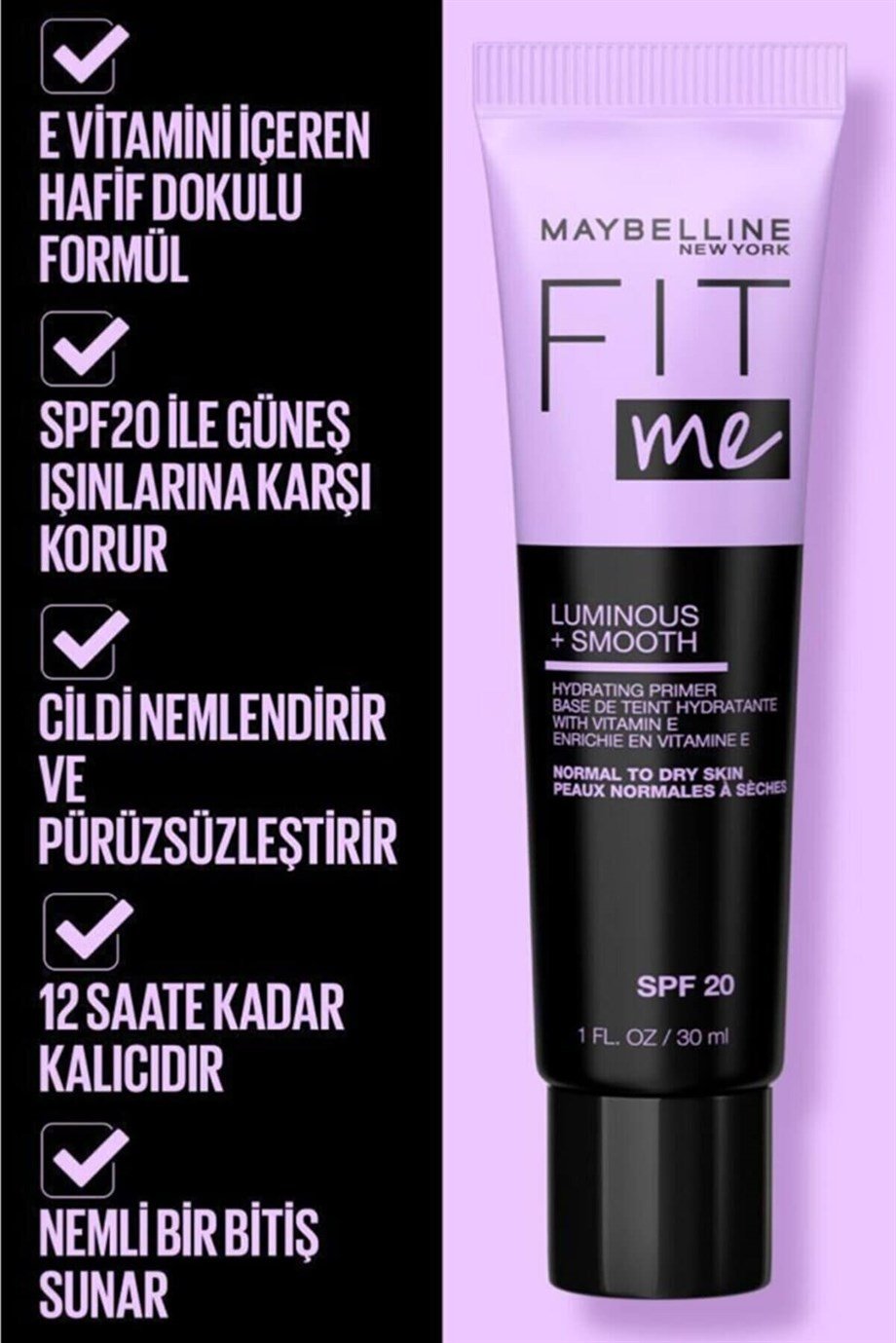 Maybelline New York Fit Me Luminous & Smooth Nemlendiren Makyaj Bazı 30 Ml