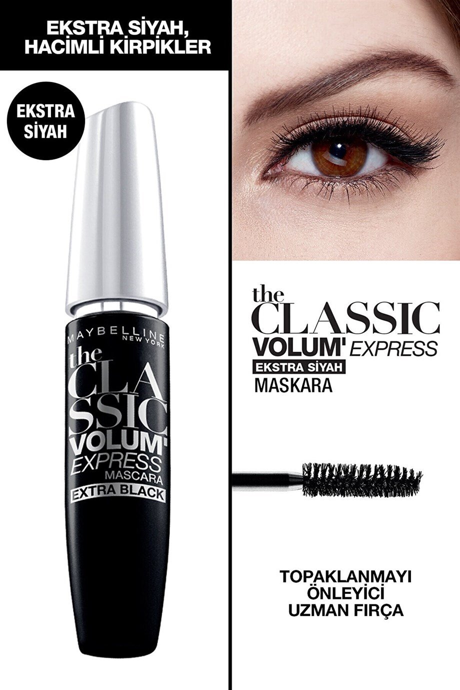 Maybelline - Maybelline New York Hacim Veren Siyah Maskara - Volum' Express Classic Extra Black Mascara